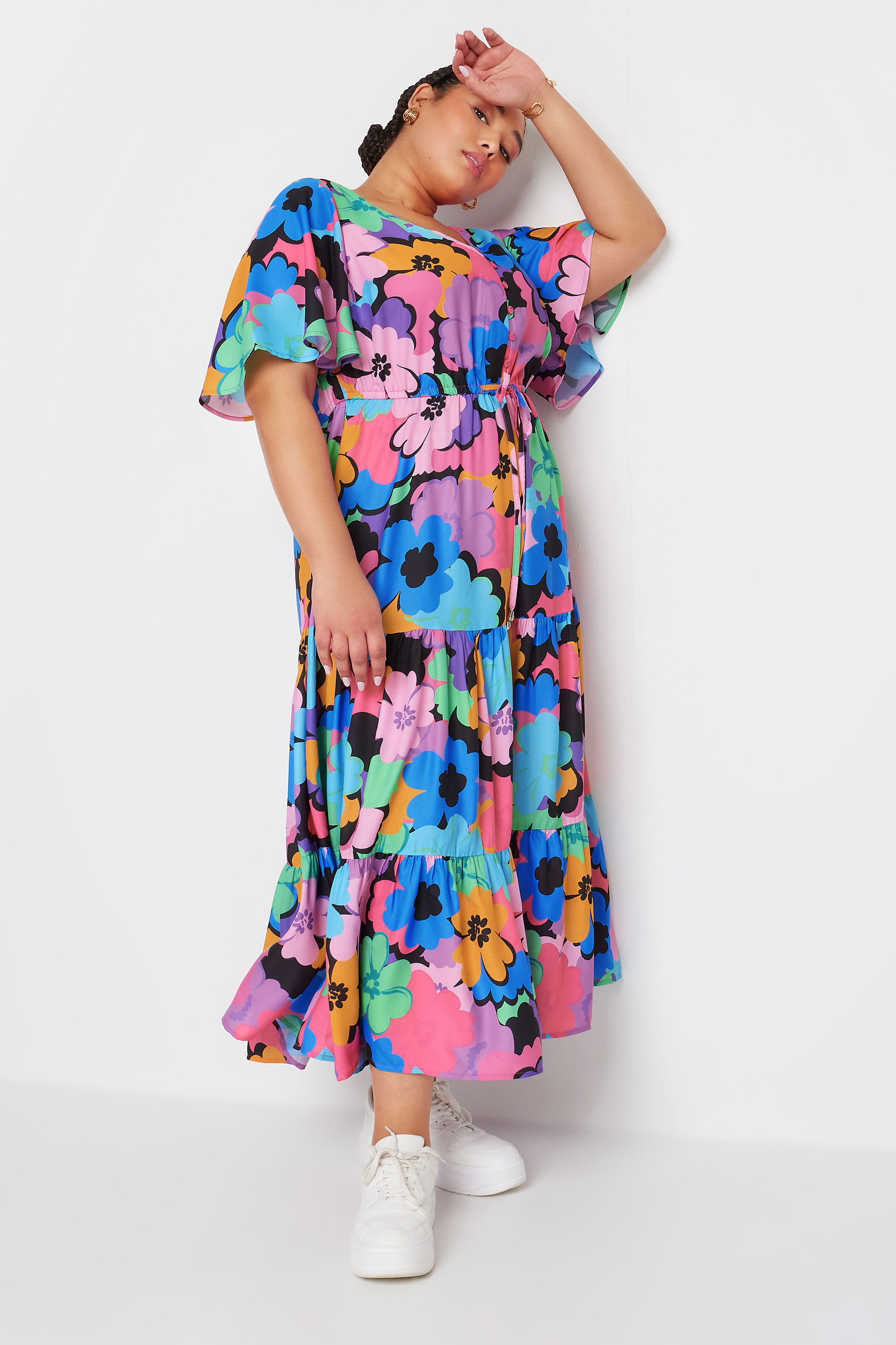 YOURS Plus Size Purple Floral Print Maxi dress | Yours Clothing 2