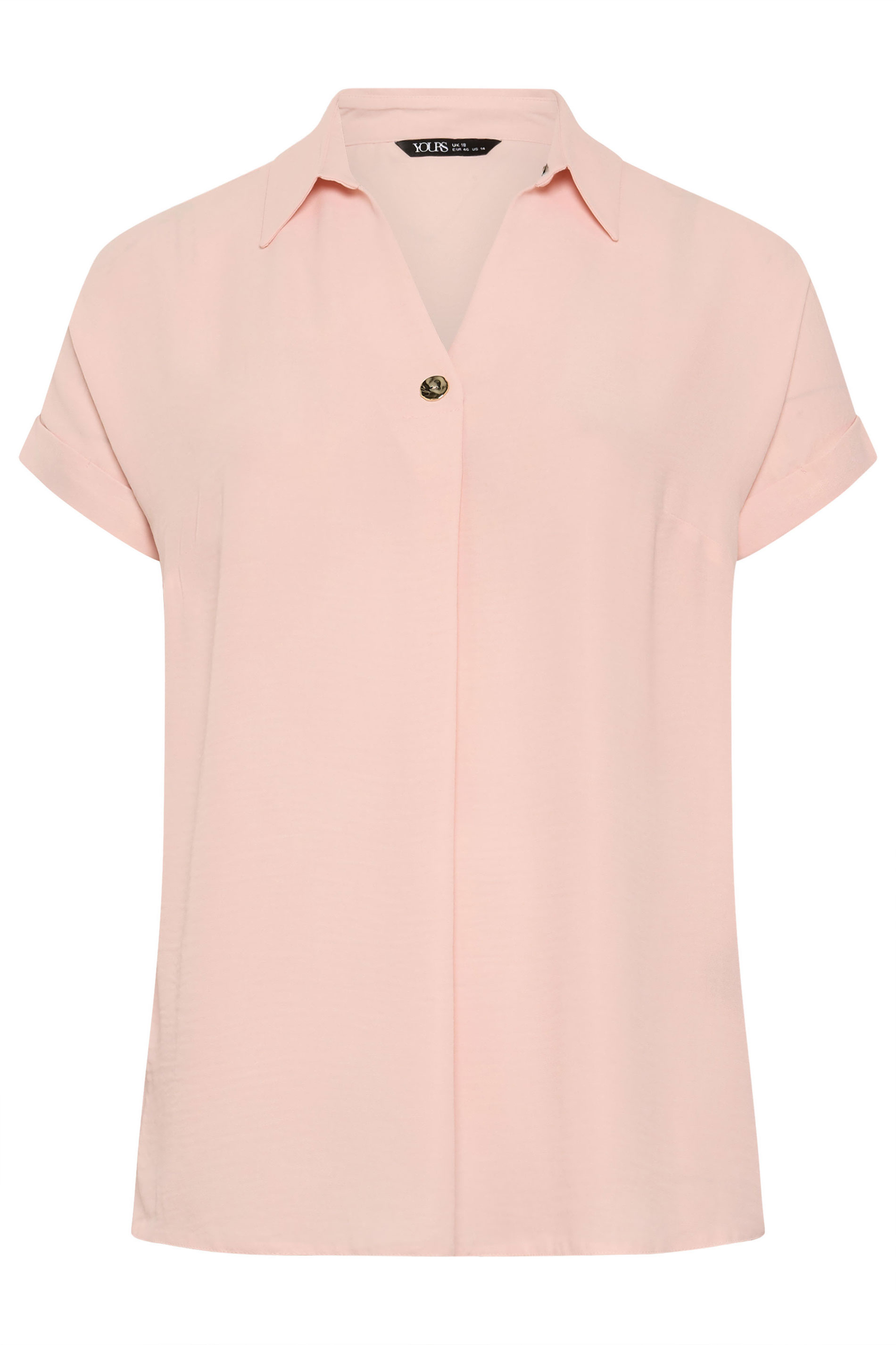 YOURS Plus Size Pink Button Half Placket Blouse | Yours Clothing 5