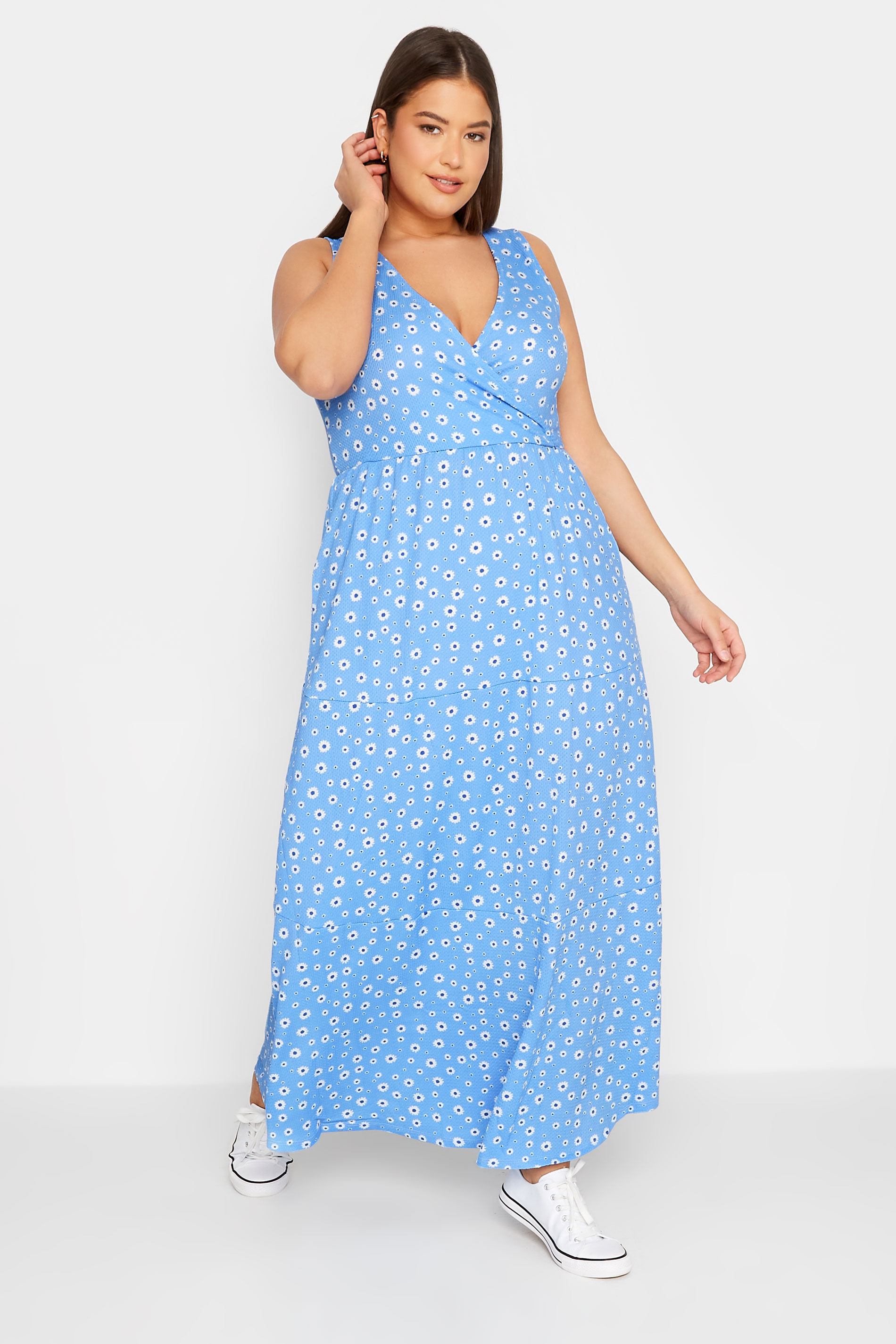 LTS Tall Women's Blue Daisy Print Maxi Dress | Long Tall Sally 1