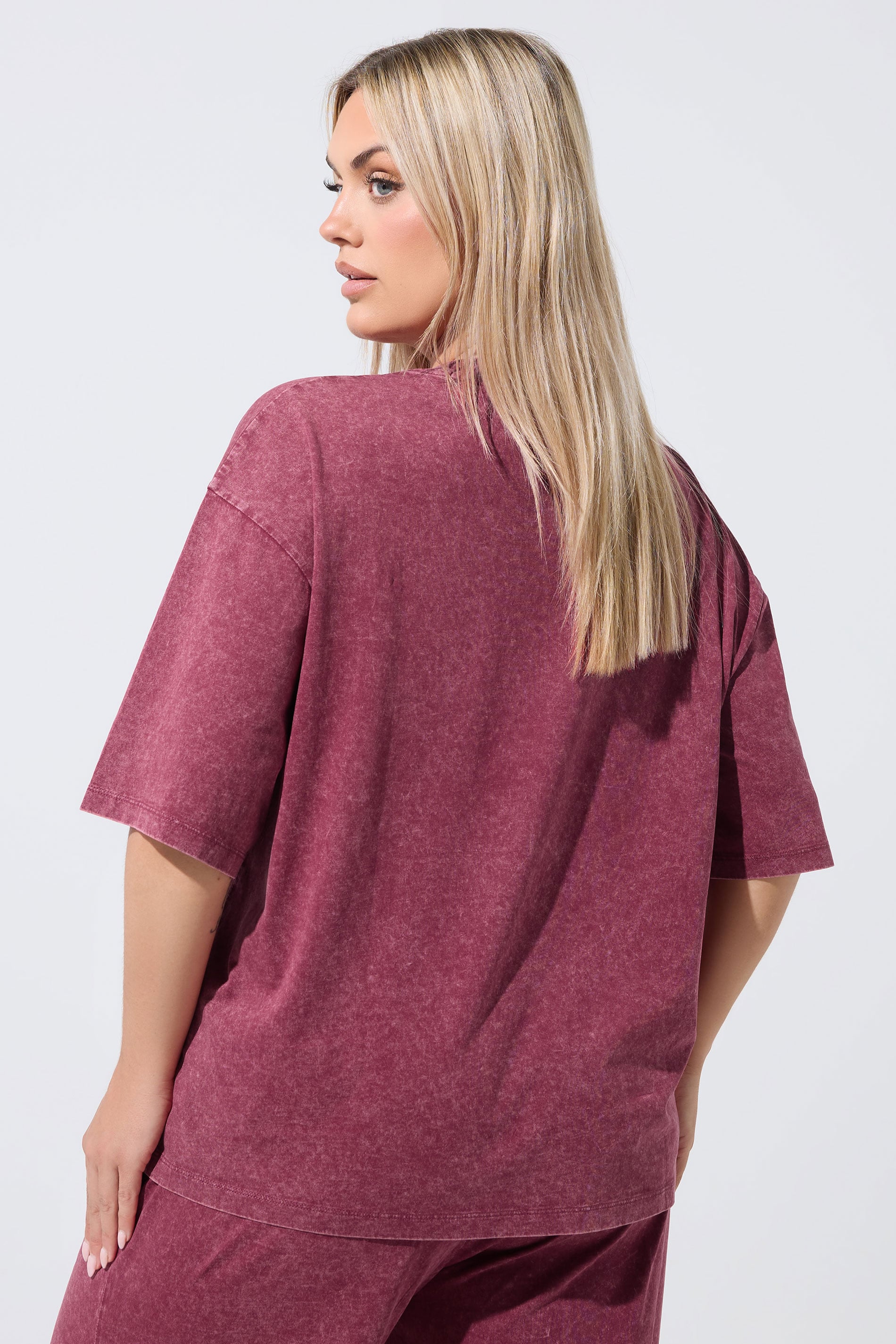 LIMITED COLLECTION Plus Size Red Acid Wash Seam Detail Top | Yours Clothing 2