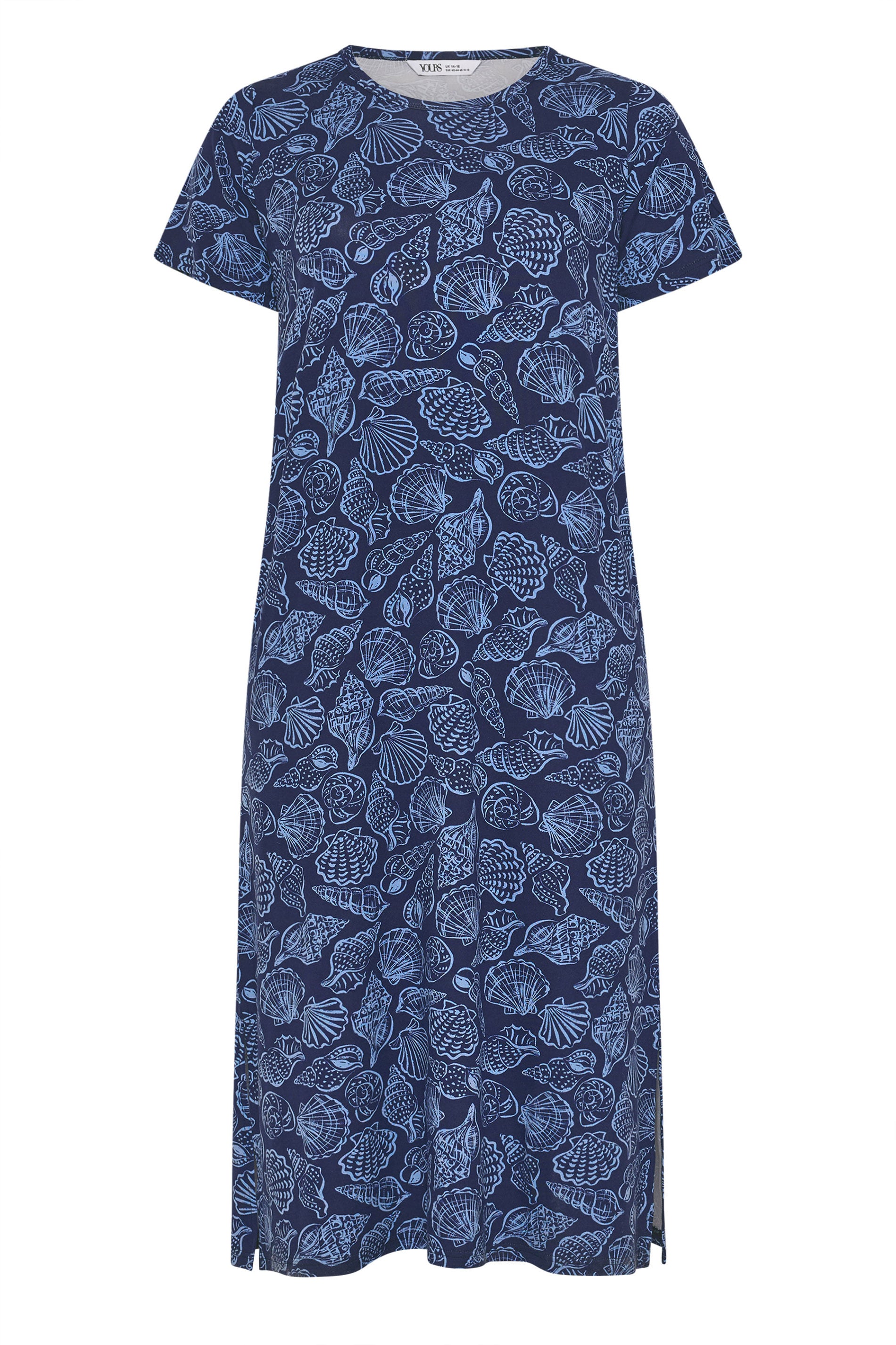 YOURSET Plus Size 2 PACK Blue Star & Shell Print Midaxi Nightdresses | Yours Clothing 8