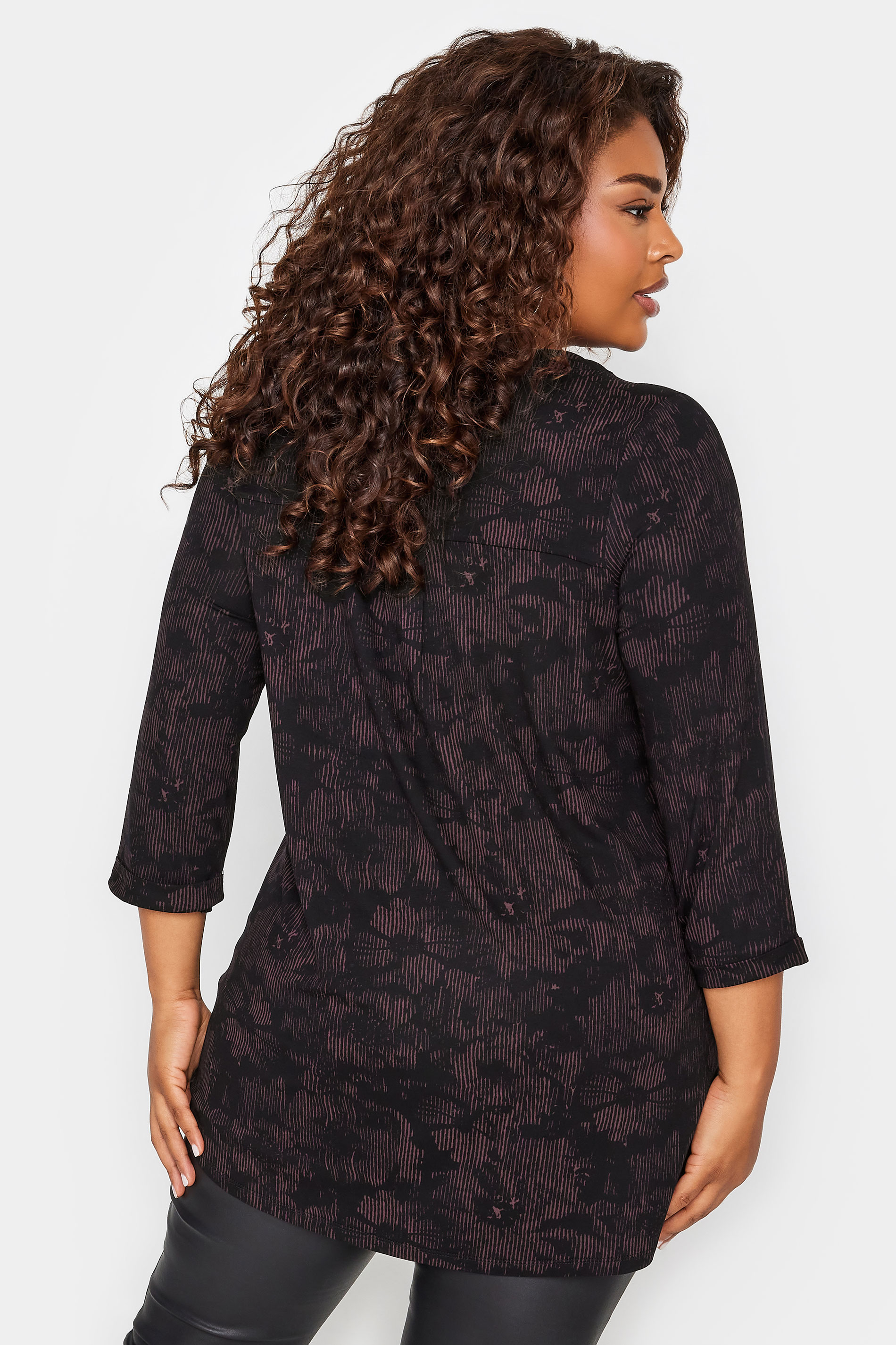 YOURS Plus Size Black Floral Print Jersey Shirt | Yours Clothing 3