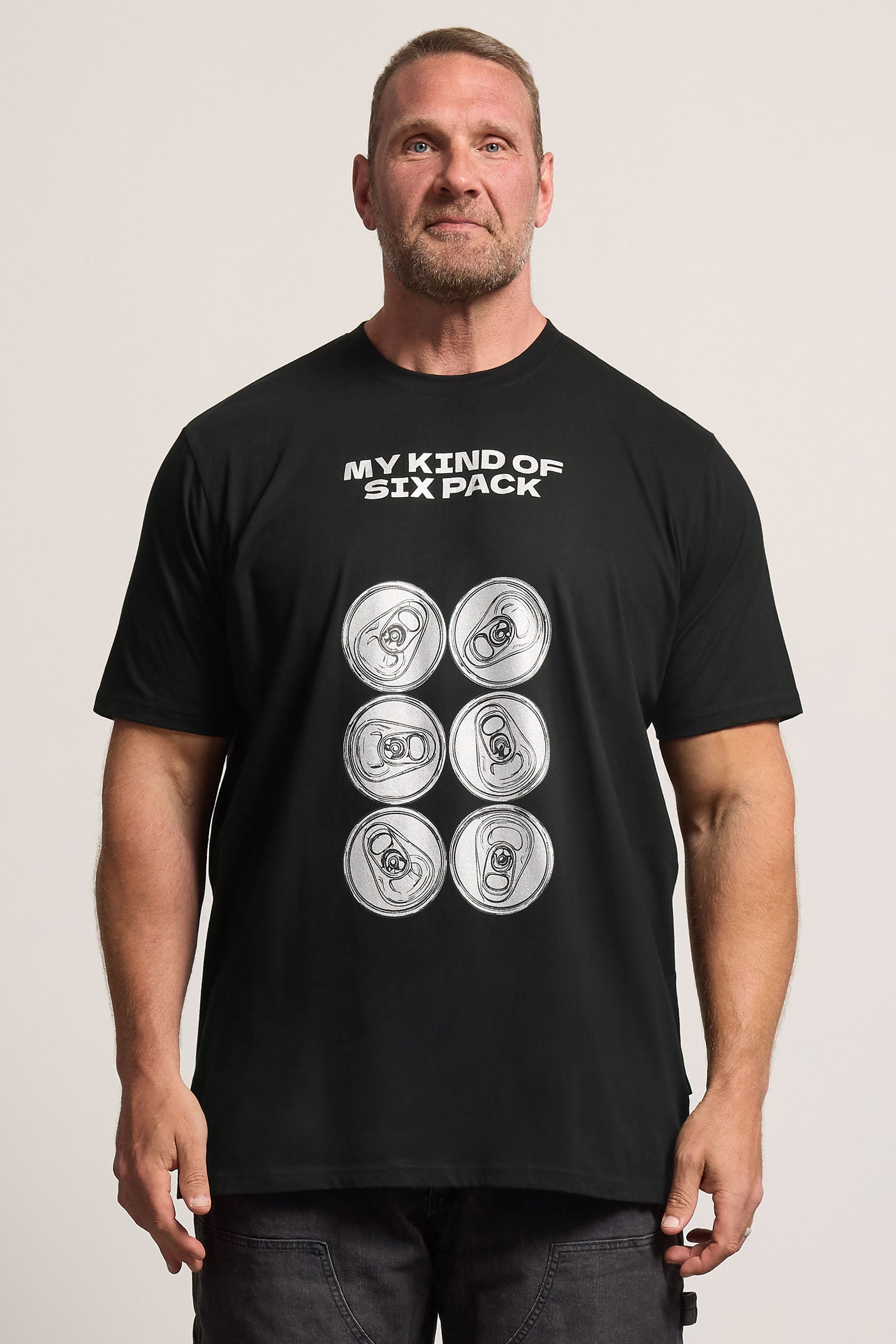 BadRhino Big & Tall Black Extra Long 'Six Pack' Graphic T-Shirt | BadRhino 3