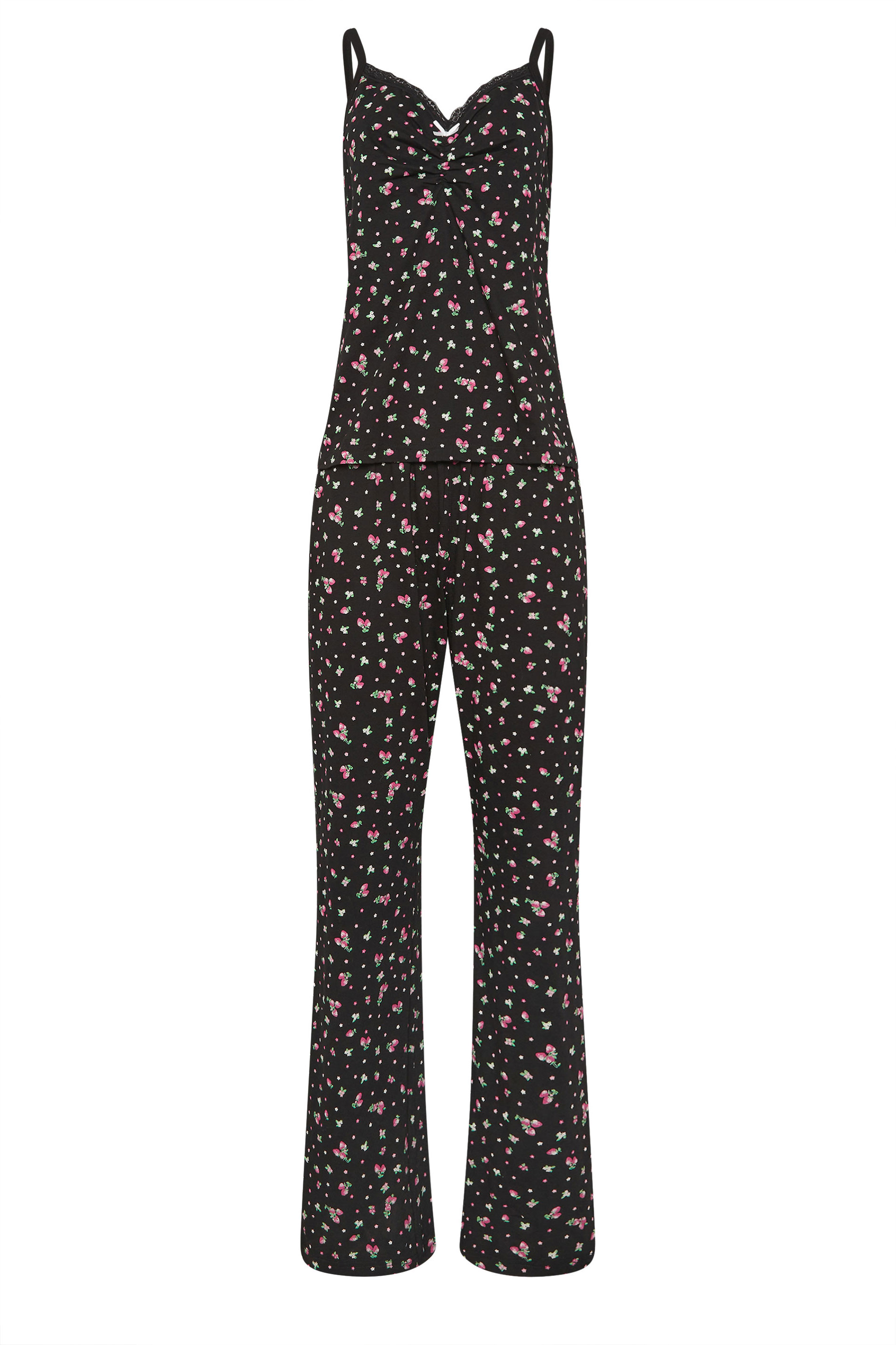 LTS Tall Women's Black Ditsy Floral & Berry Cotton Pyjama Set | Long Tall Sally 5