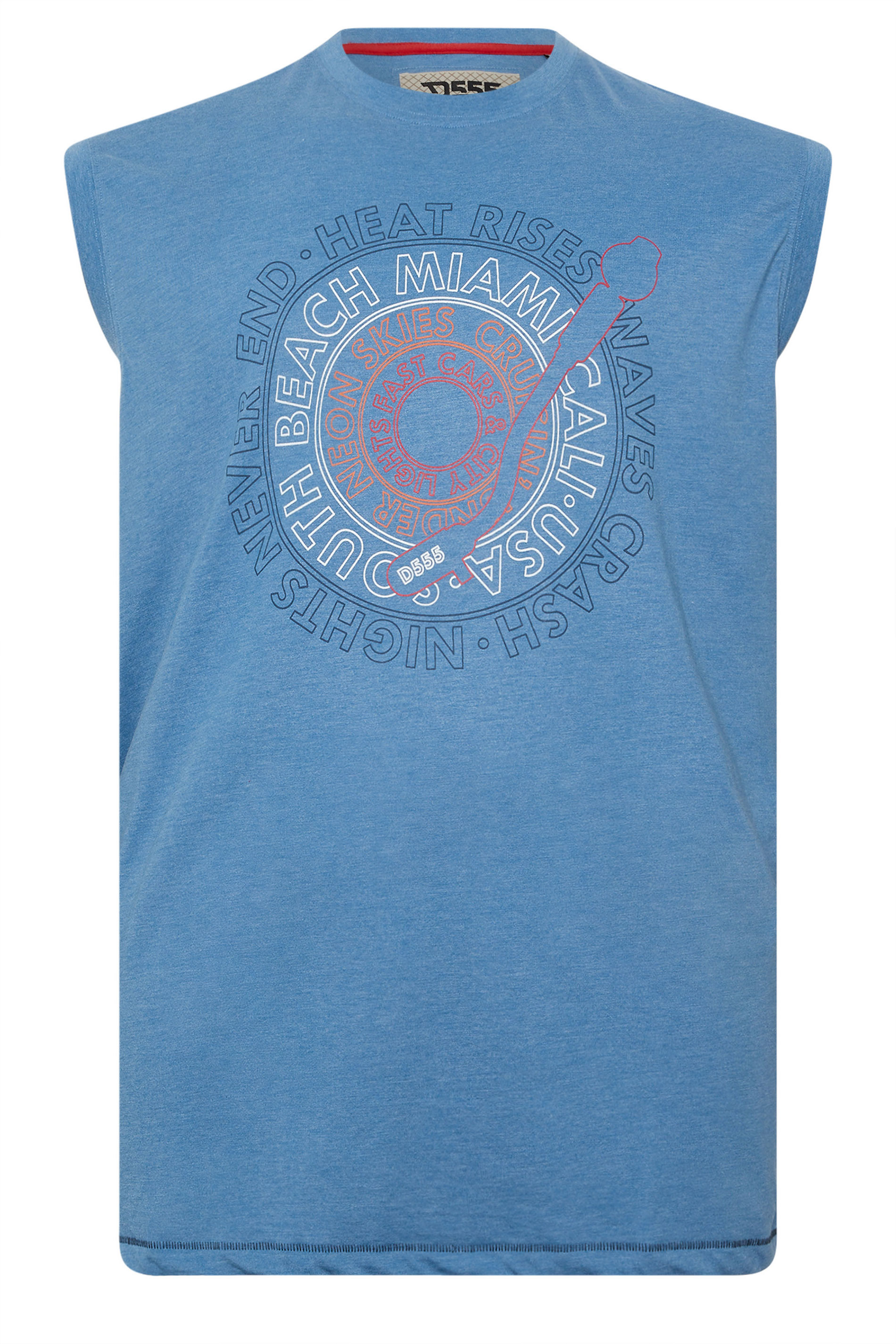 D555 Big & Tall Blue Marl Beach Graphic Print Vest | BadRhino 2