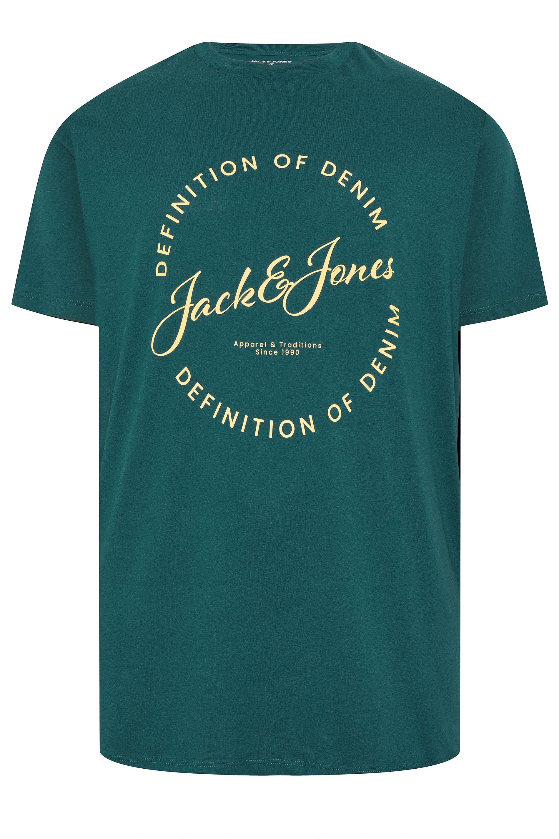 JACK & JONES Big & Tall 5 PACK Blue/Navy Blue/Green/Off-White/Black T-Shirts | BadRhino 5