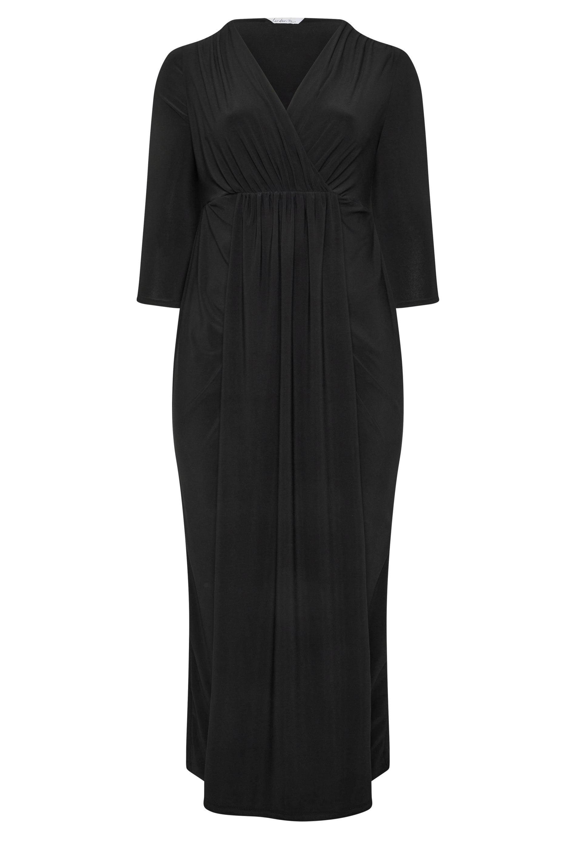 YOURS LONDON Plus Size Black Maxi Wrap Dress | Yours Clothing 5