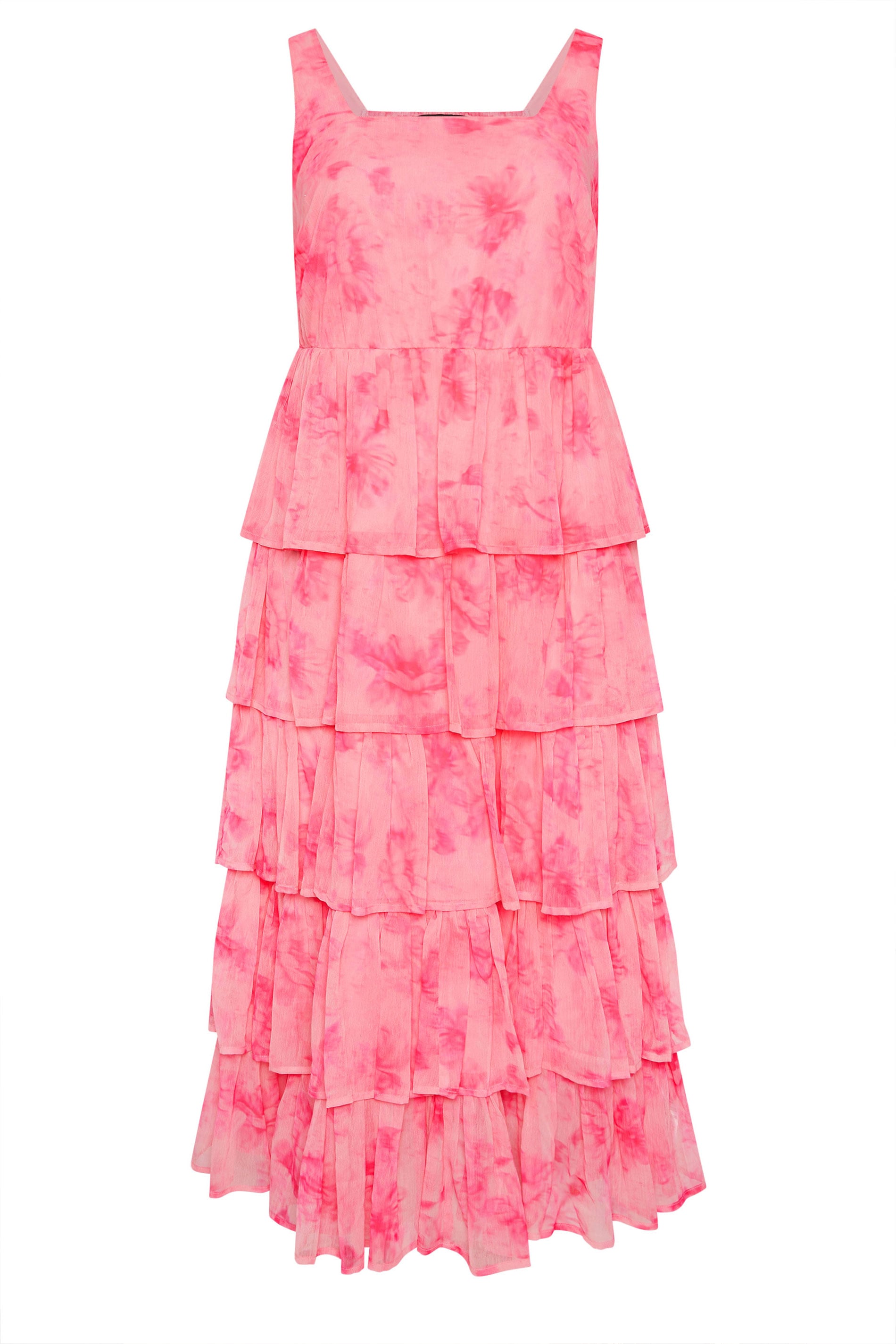 YOURS Plus Size Pink Floral Ruffle Dress | Yours Clothing 6