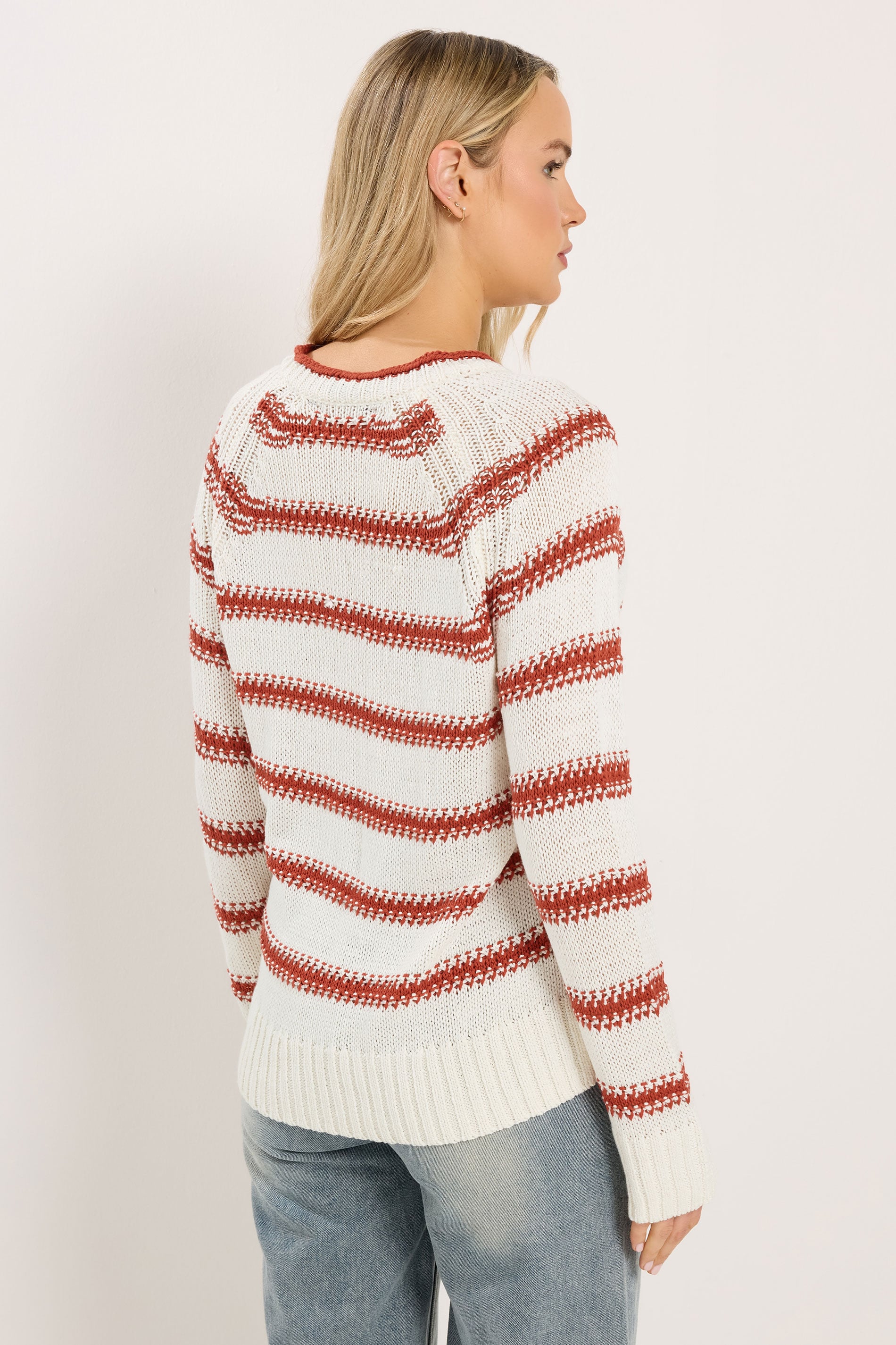 LTS Tall White & Red Stripe Knit Jumper | Long Tall Sally 4