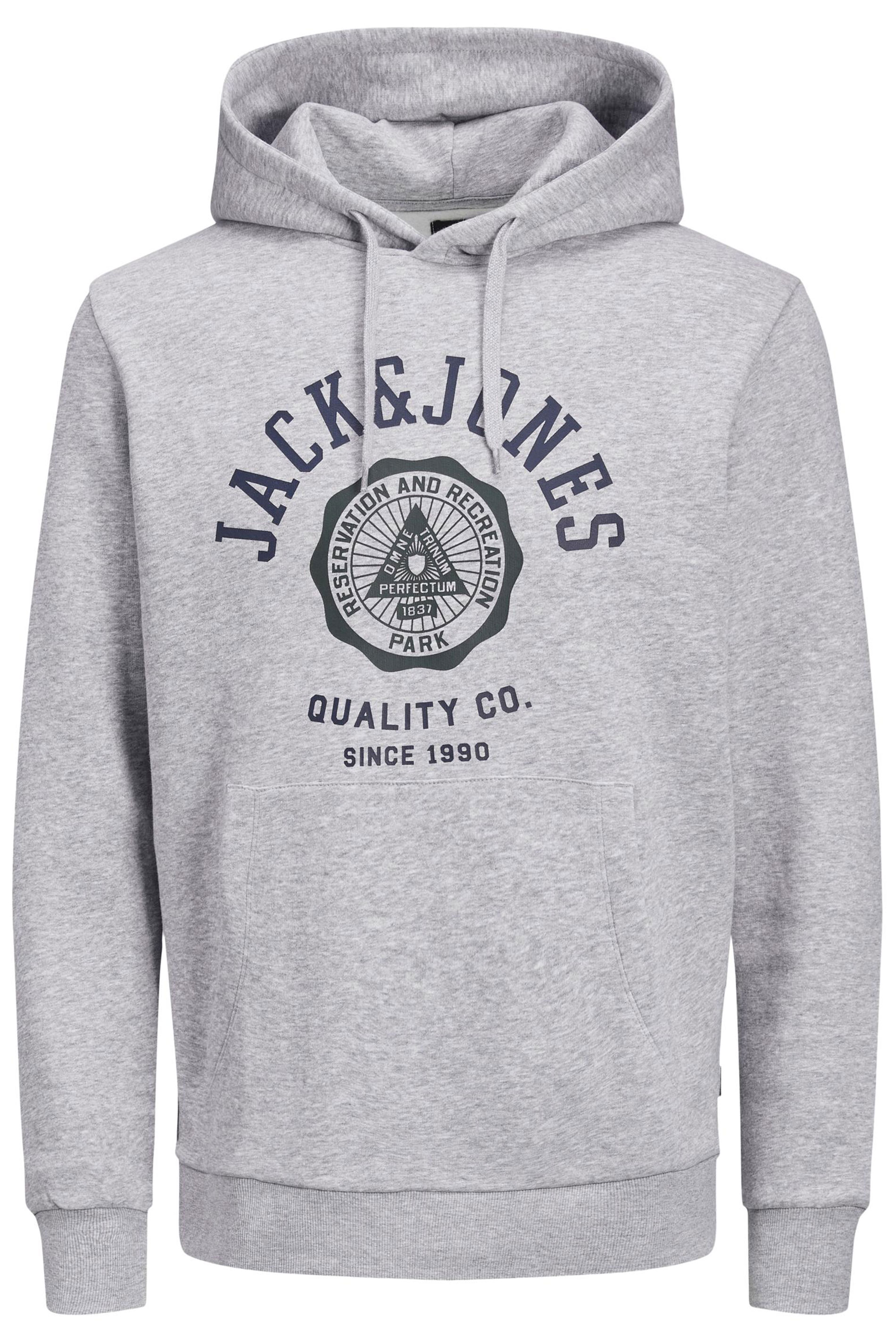 JACK & JONES Big & Tall Grey Logo Sweat Hoodie 1