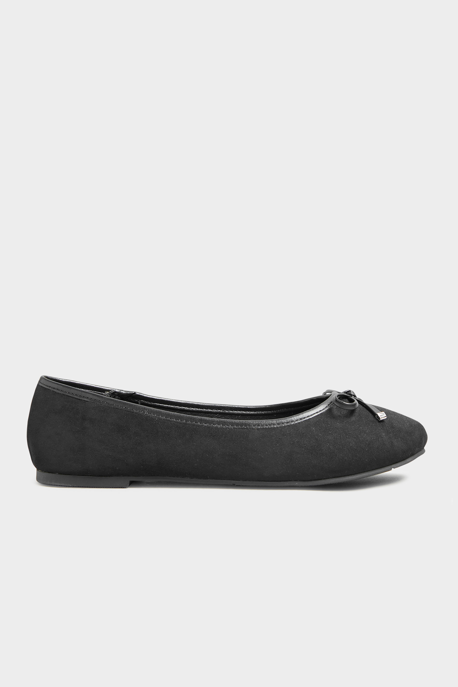 Black Faux Suede Ballerina Pumps In Extra Wide Fit | Long Tall Sally