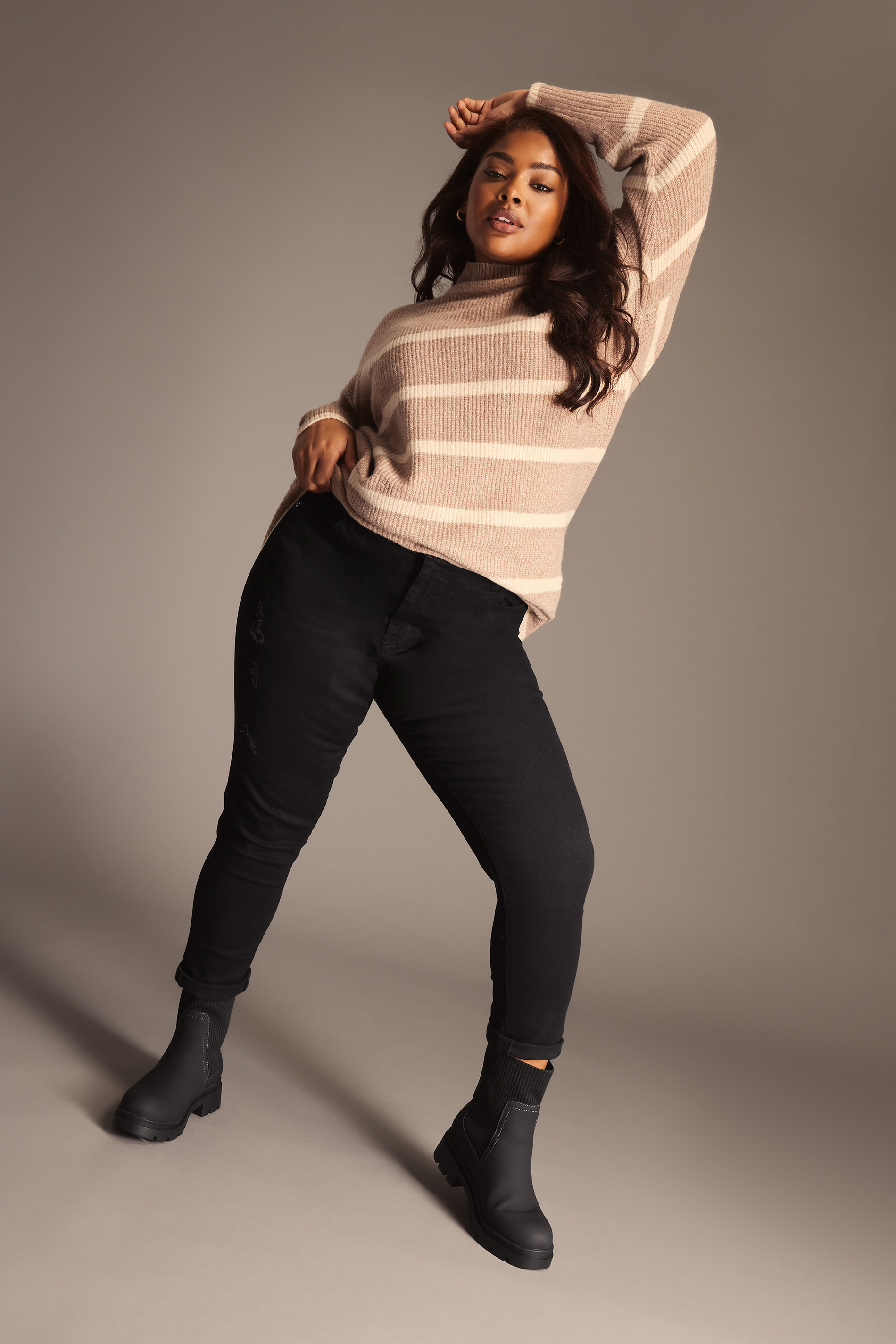 Plus Size Black Elasticated Stretch MOM Jeans | Yours Clothing 1
