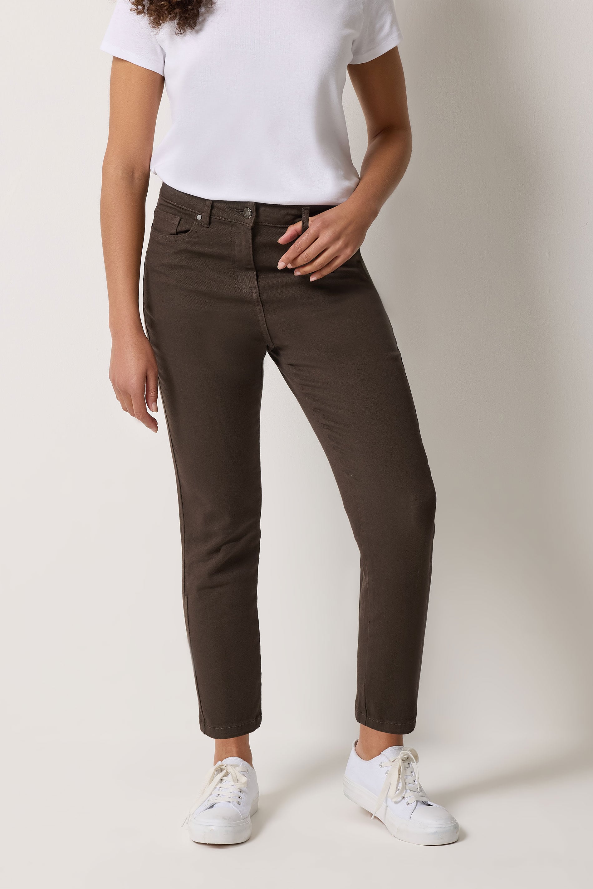 M&Co Chocolate Brown Ankle Grazer Jeans | M&Co 1