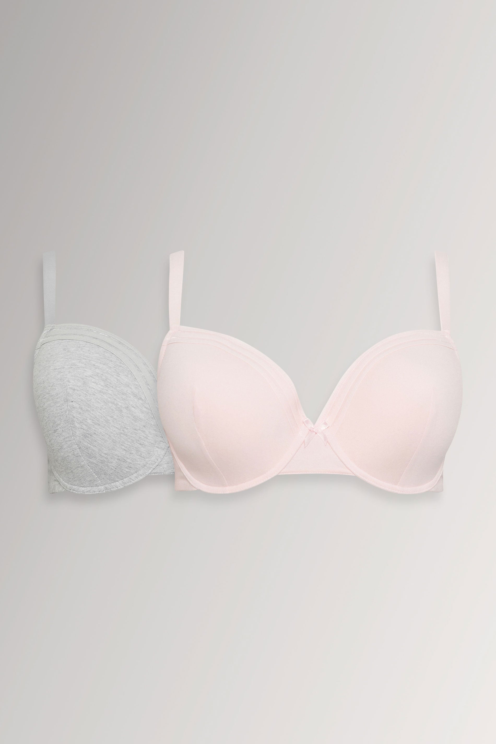 YOURSET 2 PACK Plus Size Grey Marl & Pink Lace Trim Padded Bra | Yours Clothing 3