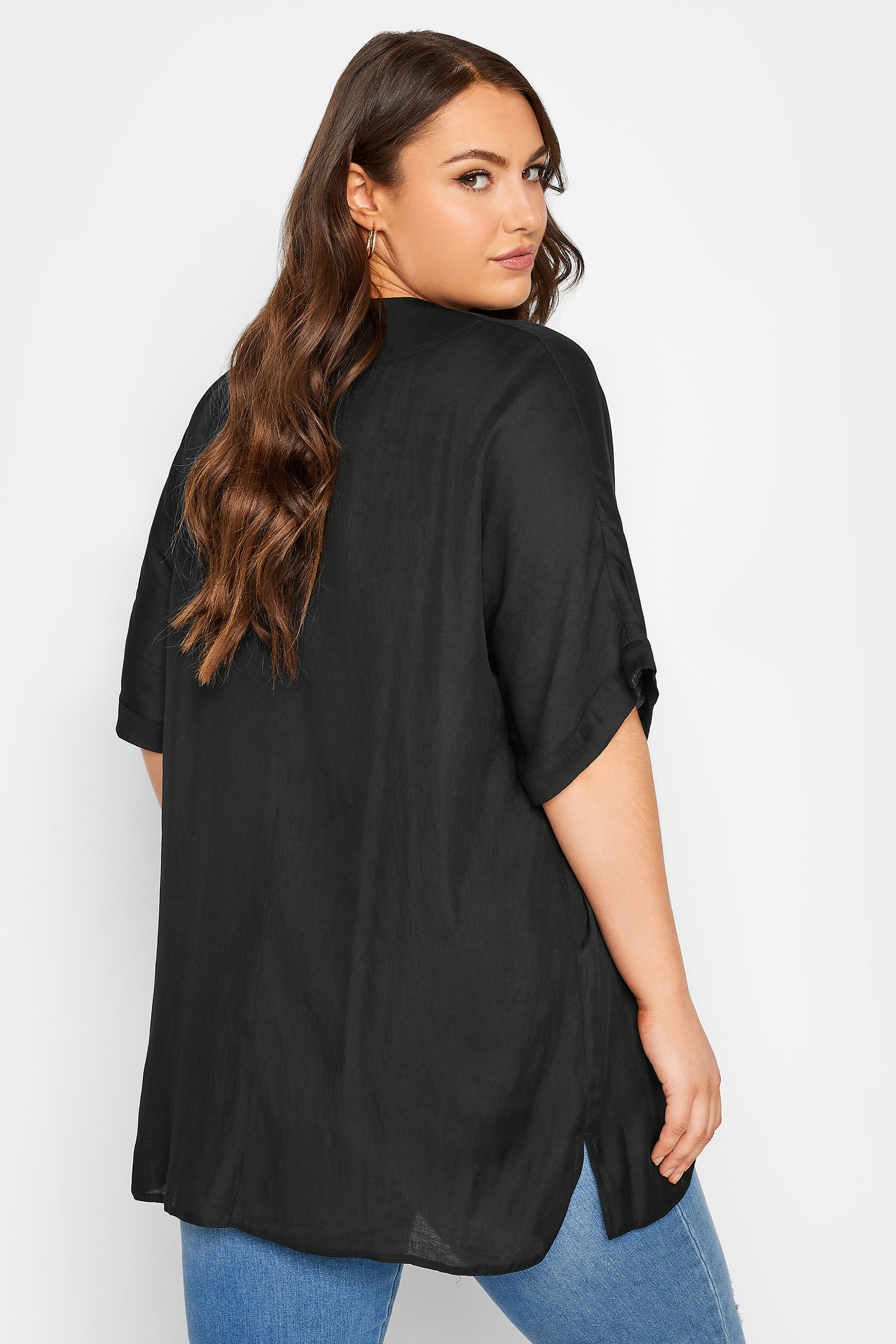 YOURS Curve Plus Size Black V-Neck Top | Yours Clothing 3