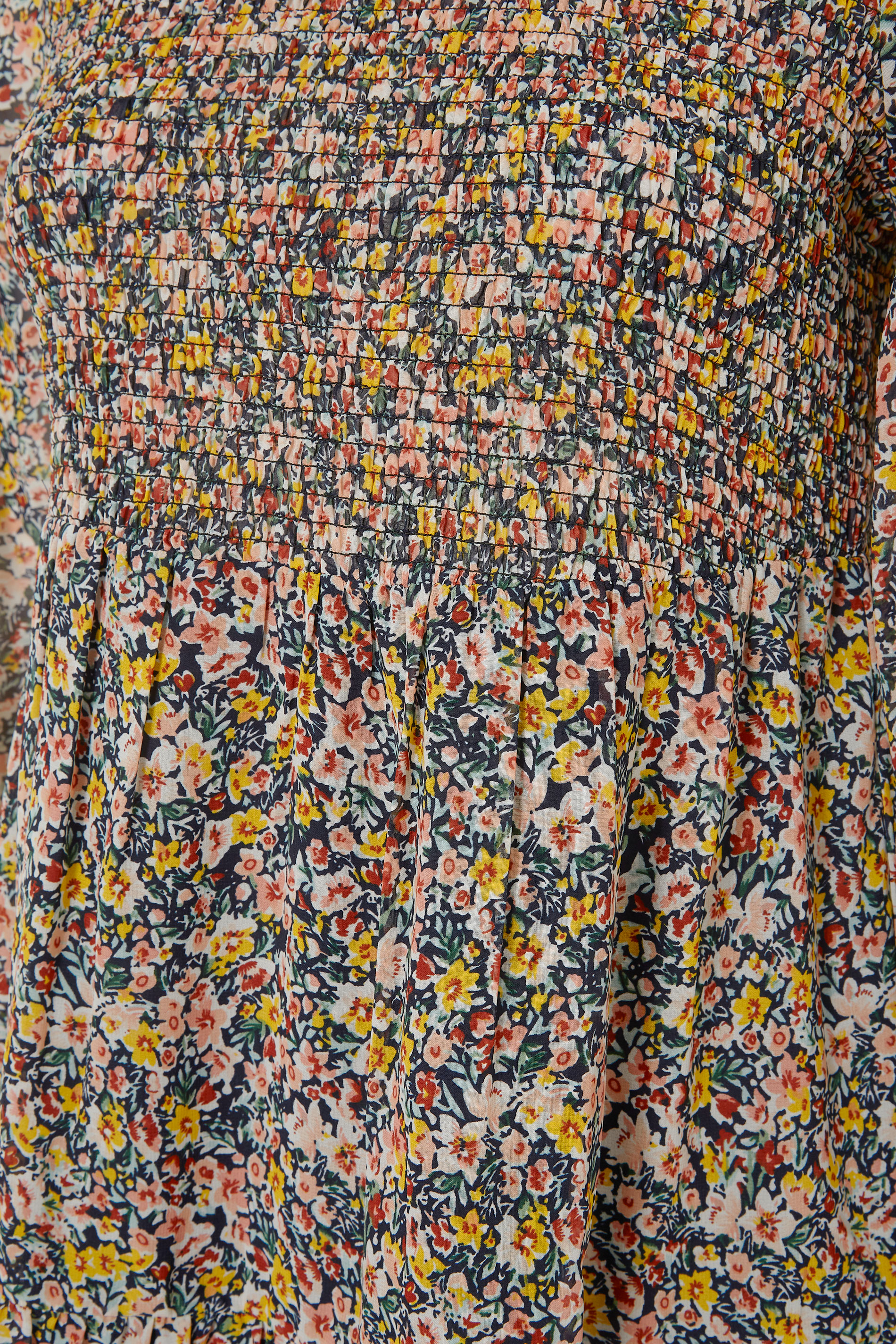 Robes Grande Taille Grande taille  Robes Imprimé Floral | Robe Bleue Marine Floral Plissée - DA88188