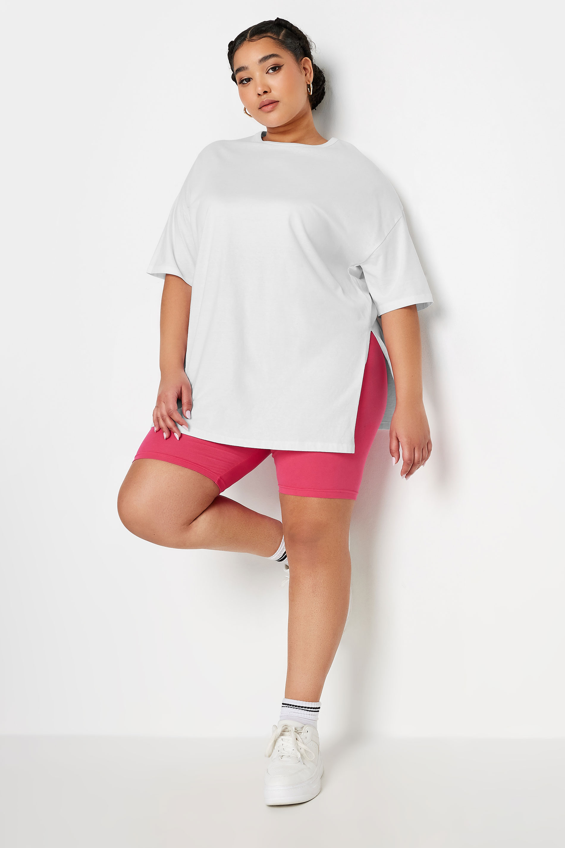 YOURS Plus Size White Split Hem Oversized T-Shirt | Yours Clothing 2