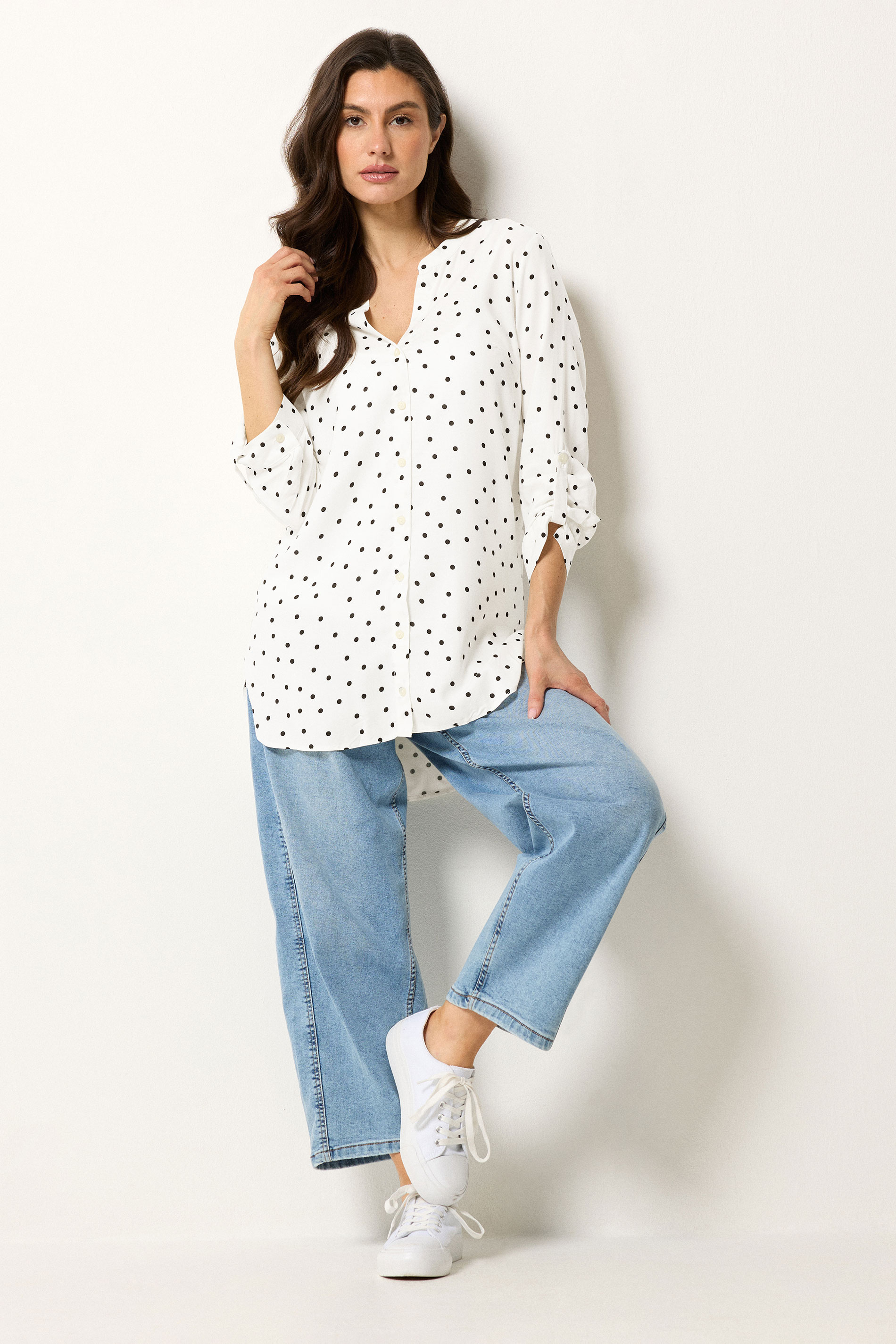 M&Co White & Black Polka Dot Shirt | M&Co 1