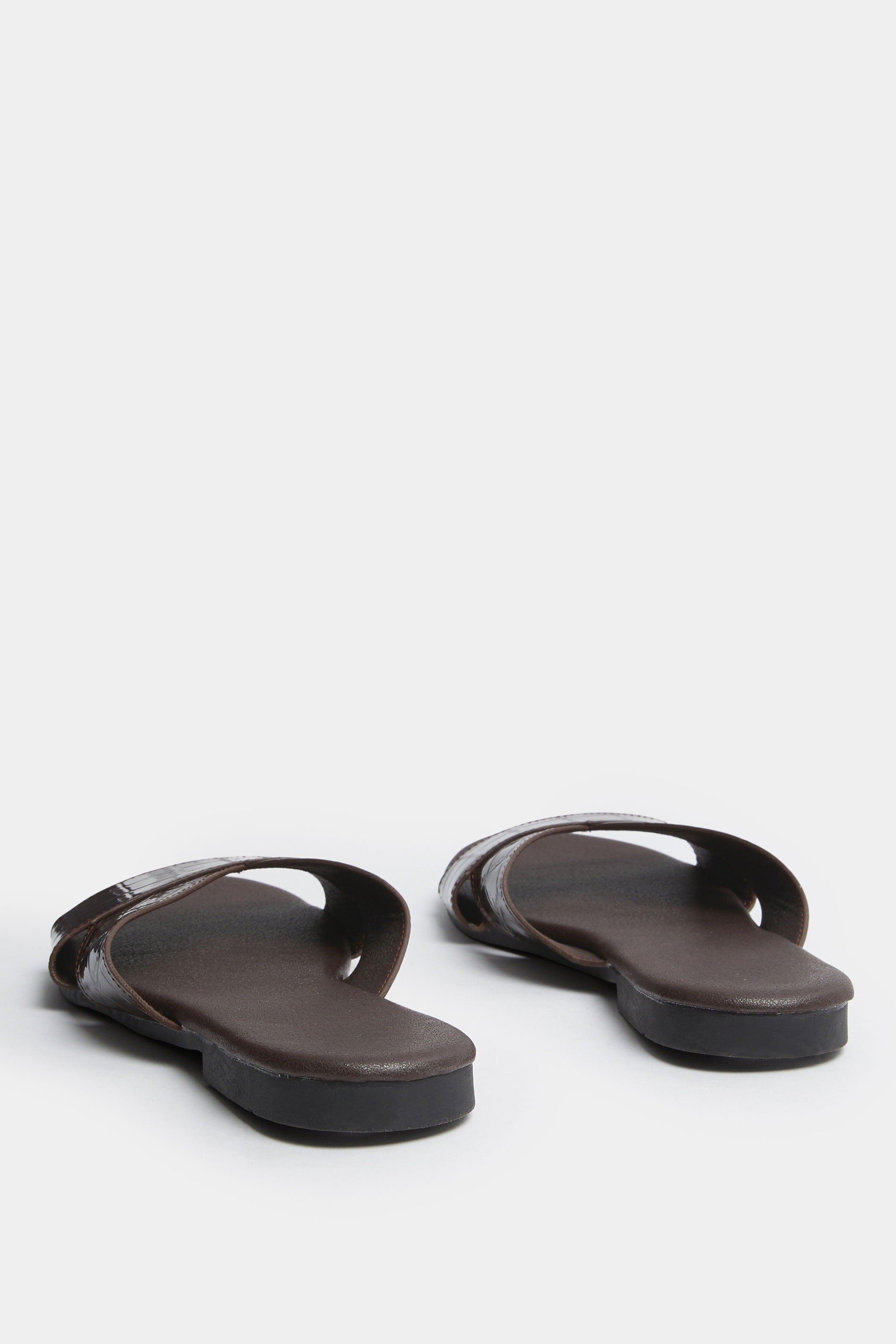 Chocolate Brown Faux Leather Mule Sandals | Yours Clothing 4