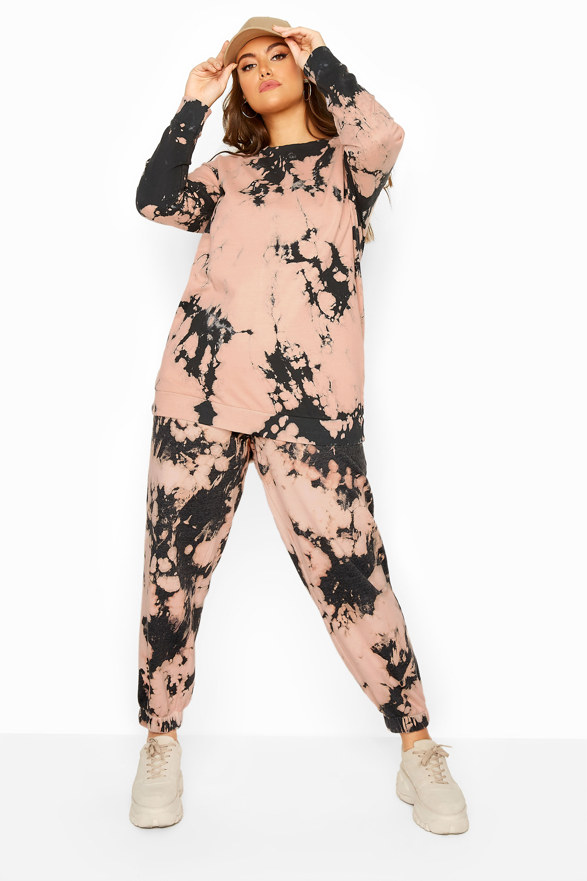 Pink Tie Dye Co-ord Joggers | Yours 