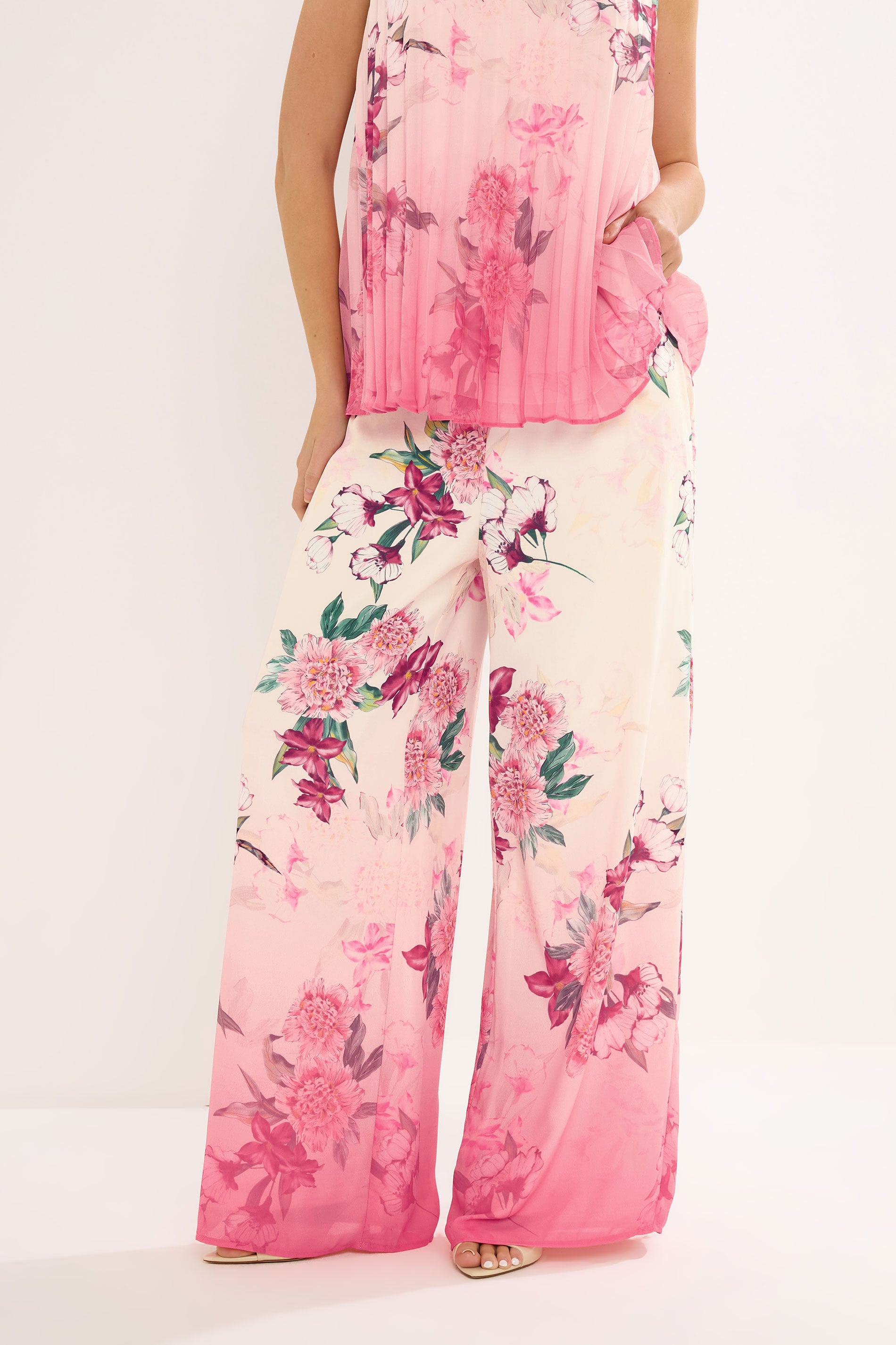 STAR Pink Floral Wide Leg Trousers | StarByJM 1