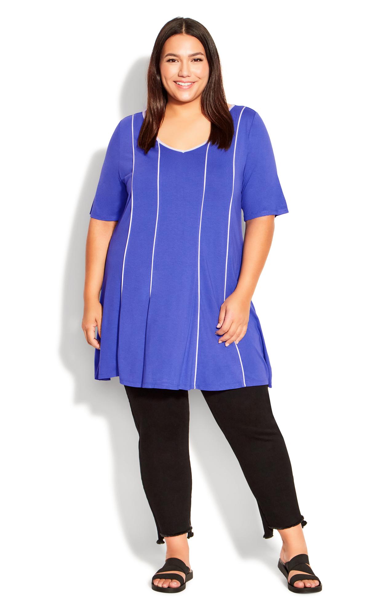 Evans Blue Contrast Piped Longline Tunic 1