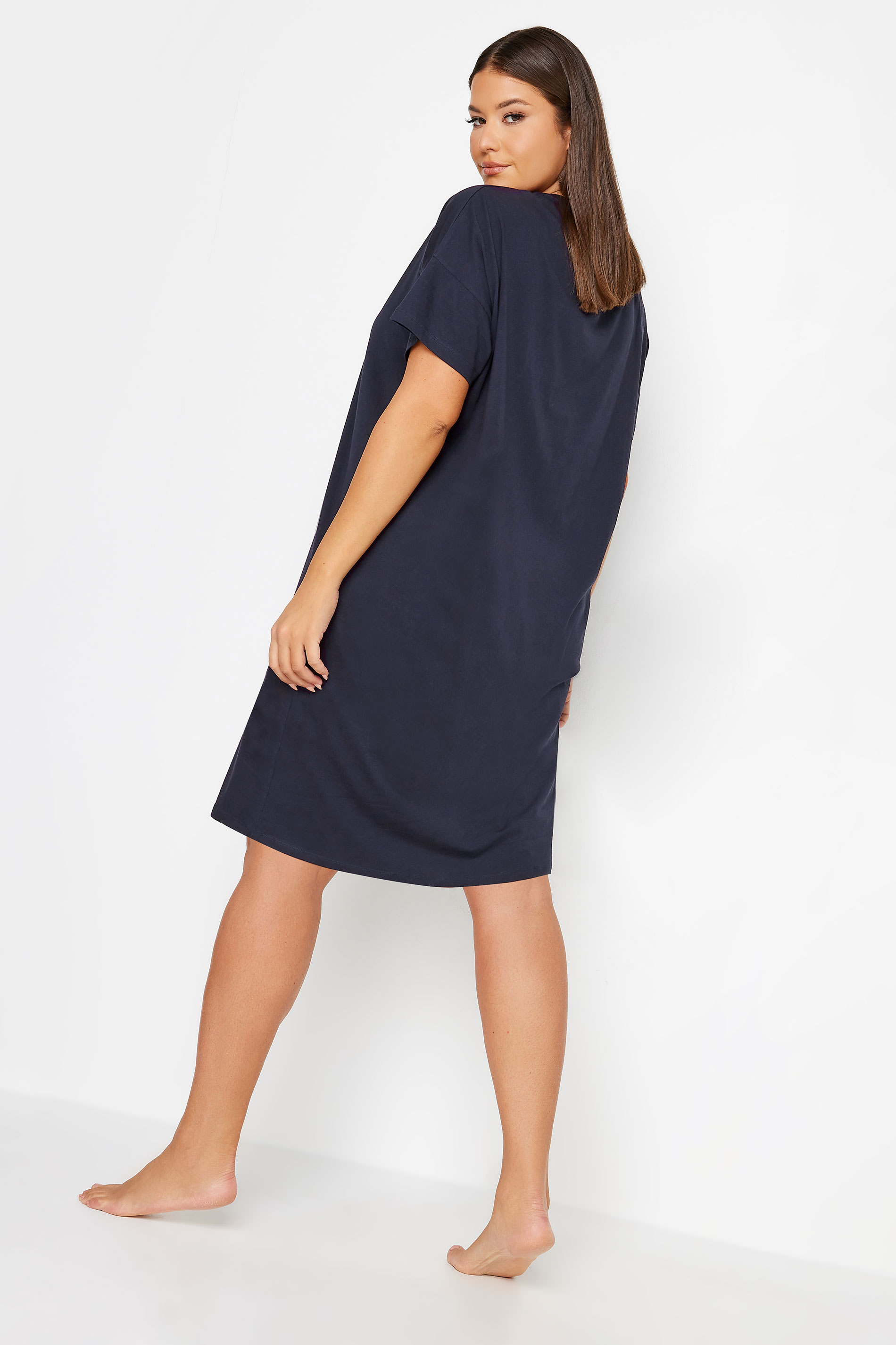 YOURS Curve Navy Blue 'Shhh..Don't Wake Me Up' Nightdress | Yours Clothing 3