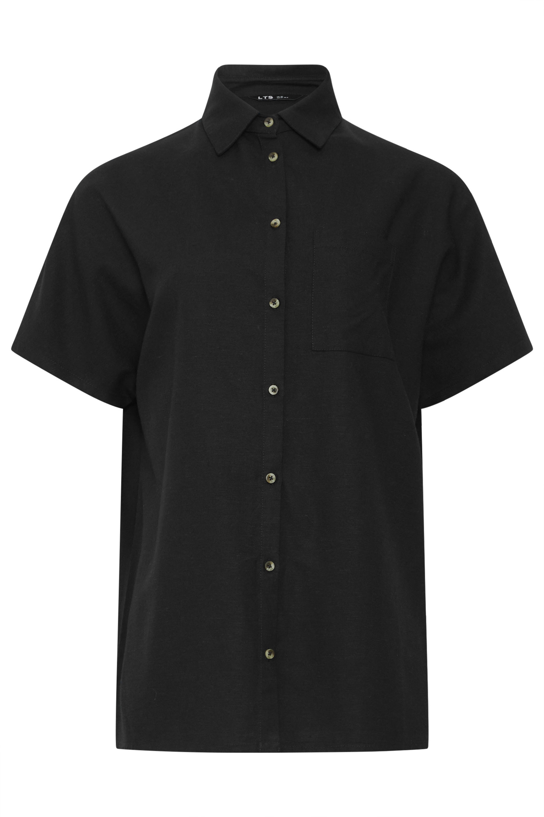 LTS Tall Women's Black Short Sleeve Linen Shirt | Long Tall Sally 6