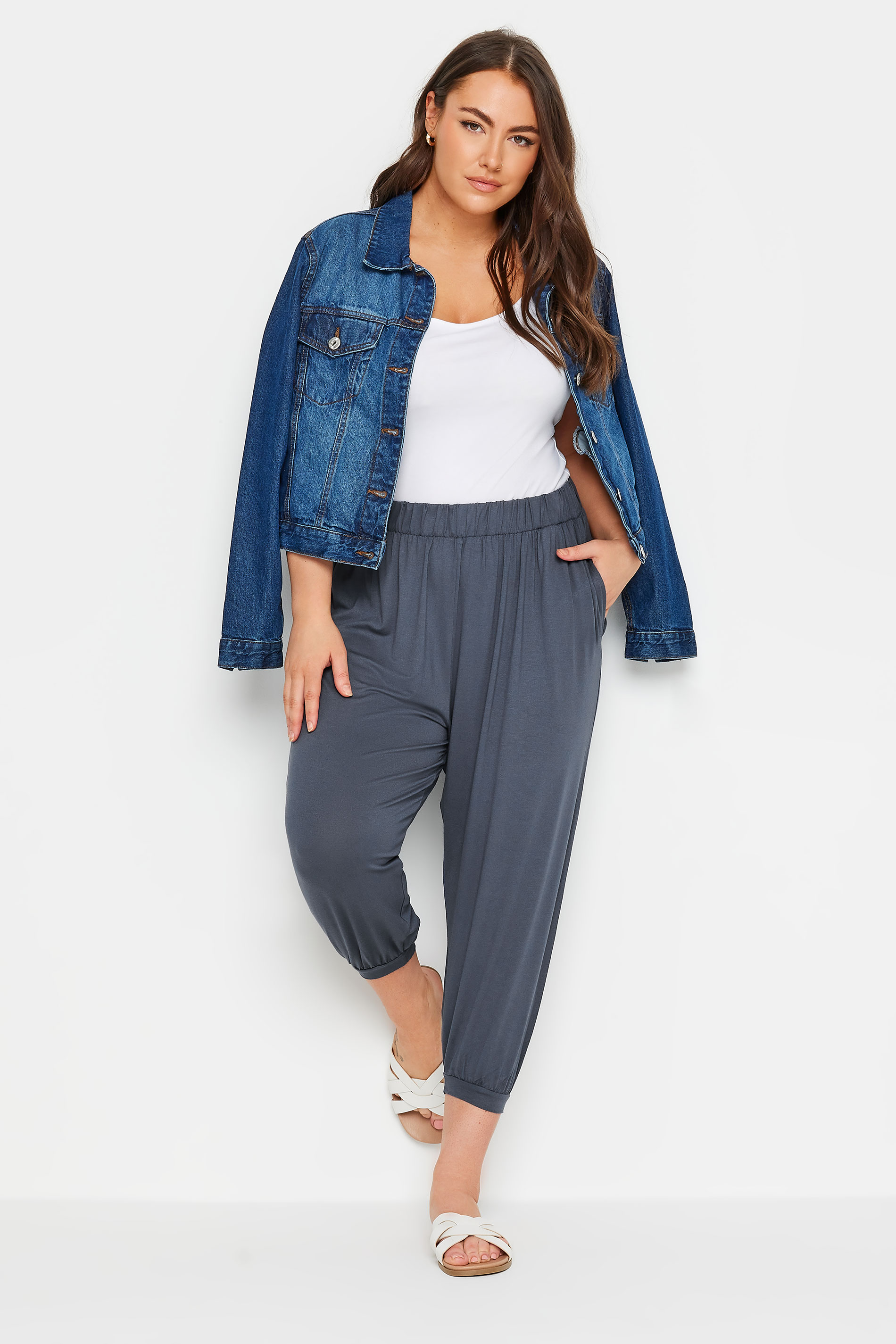 YOURS Plus Size Charcoal Grey Harem Trousers | Yours Clothing 2