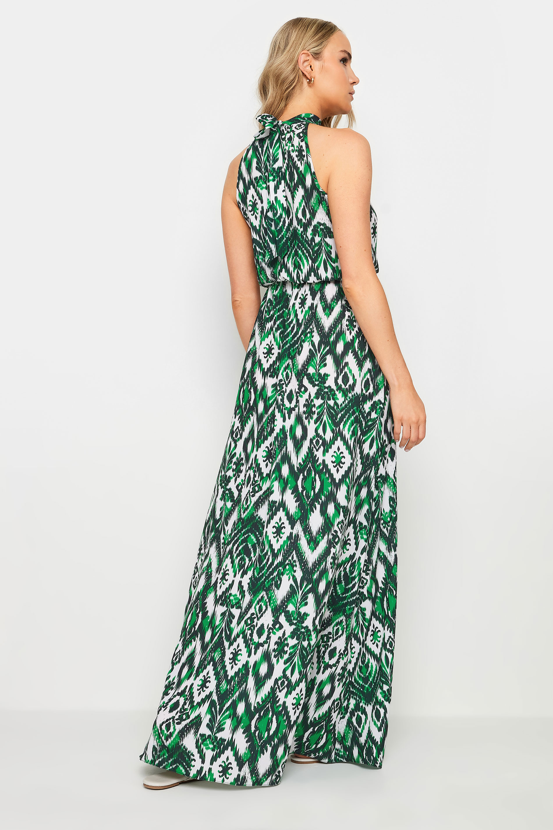 LTS Tall Women's Green Aztec Print Halter Neck Dress | Long Tall Sally 3