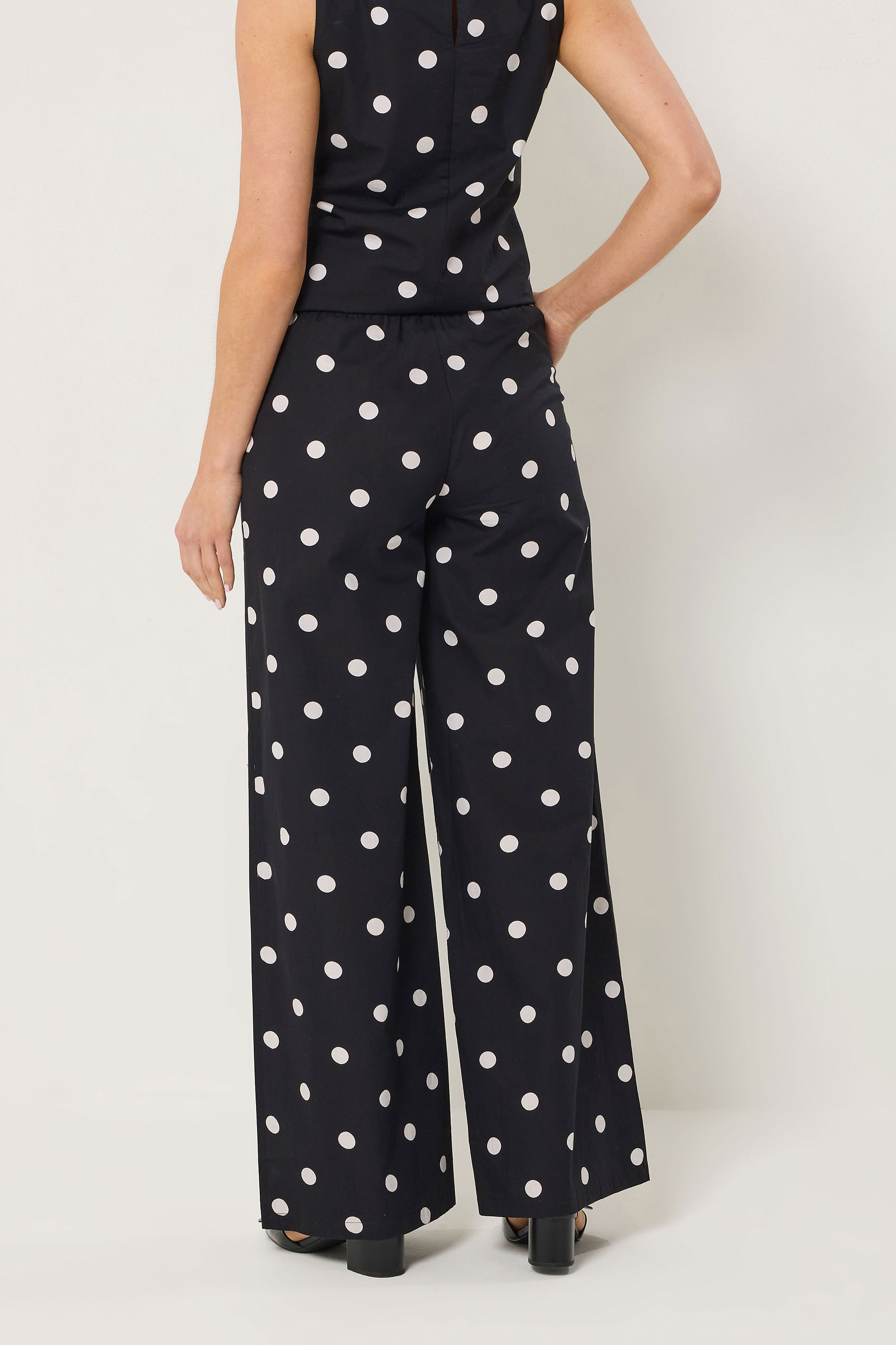 LTS Tall Women's Set Black Polka Dot Print Vest Top & Trousers | Long Tall Sally 5