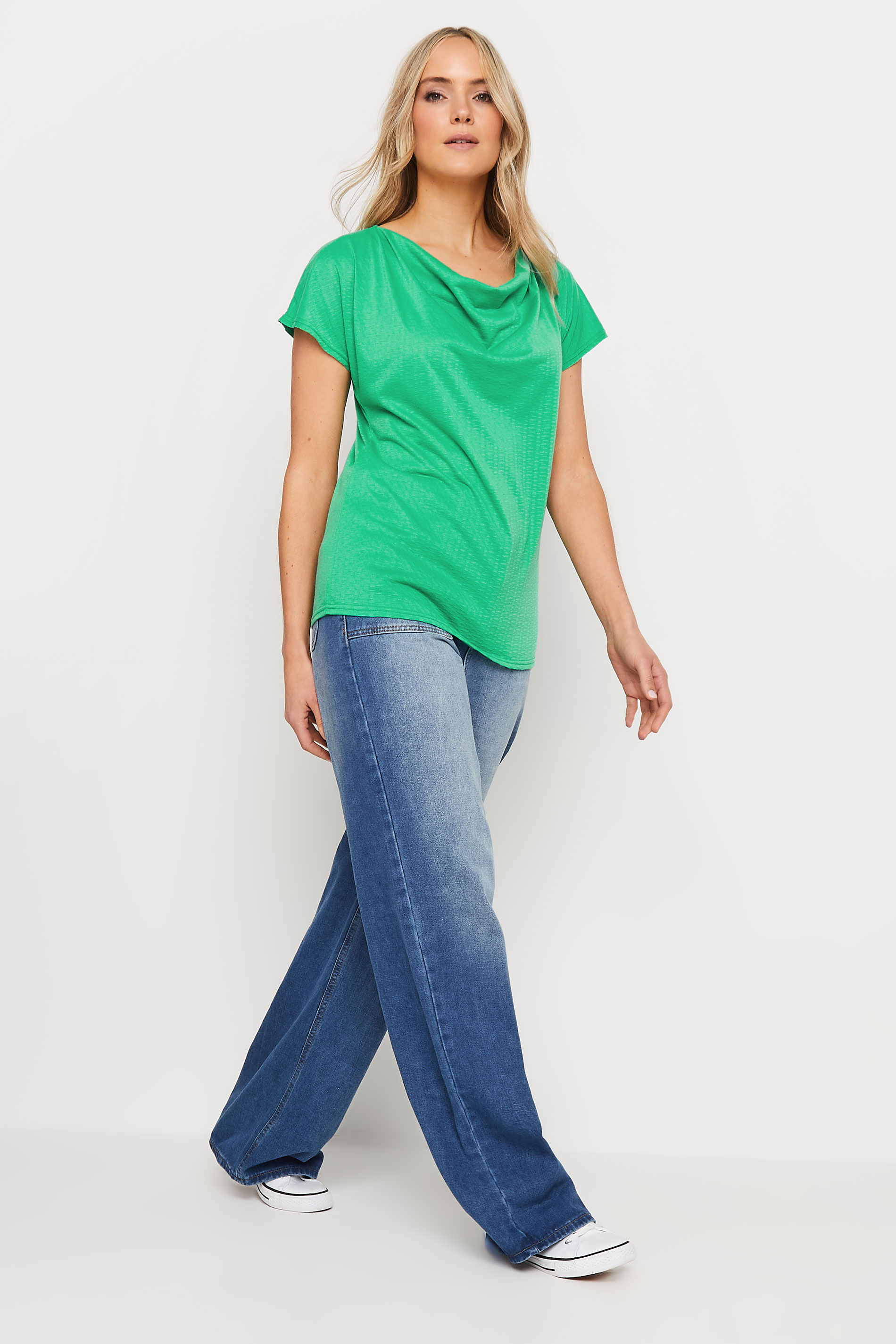 LTS Tall Women's Green Textured Cowl Neck Top | Long Tall Sally 2