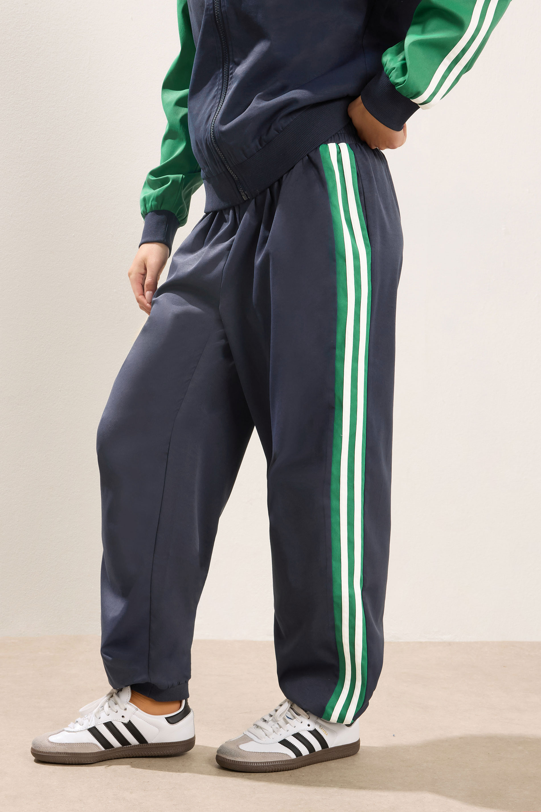 PixieGirl Petite Women's Navy Stripe Cuffed Joggers | PixieGirl 2