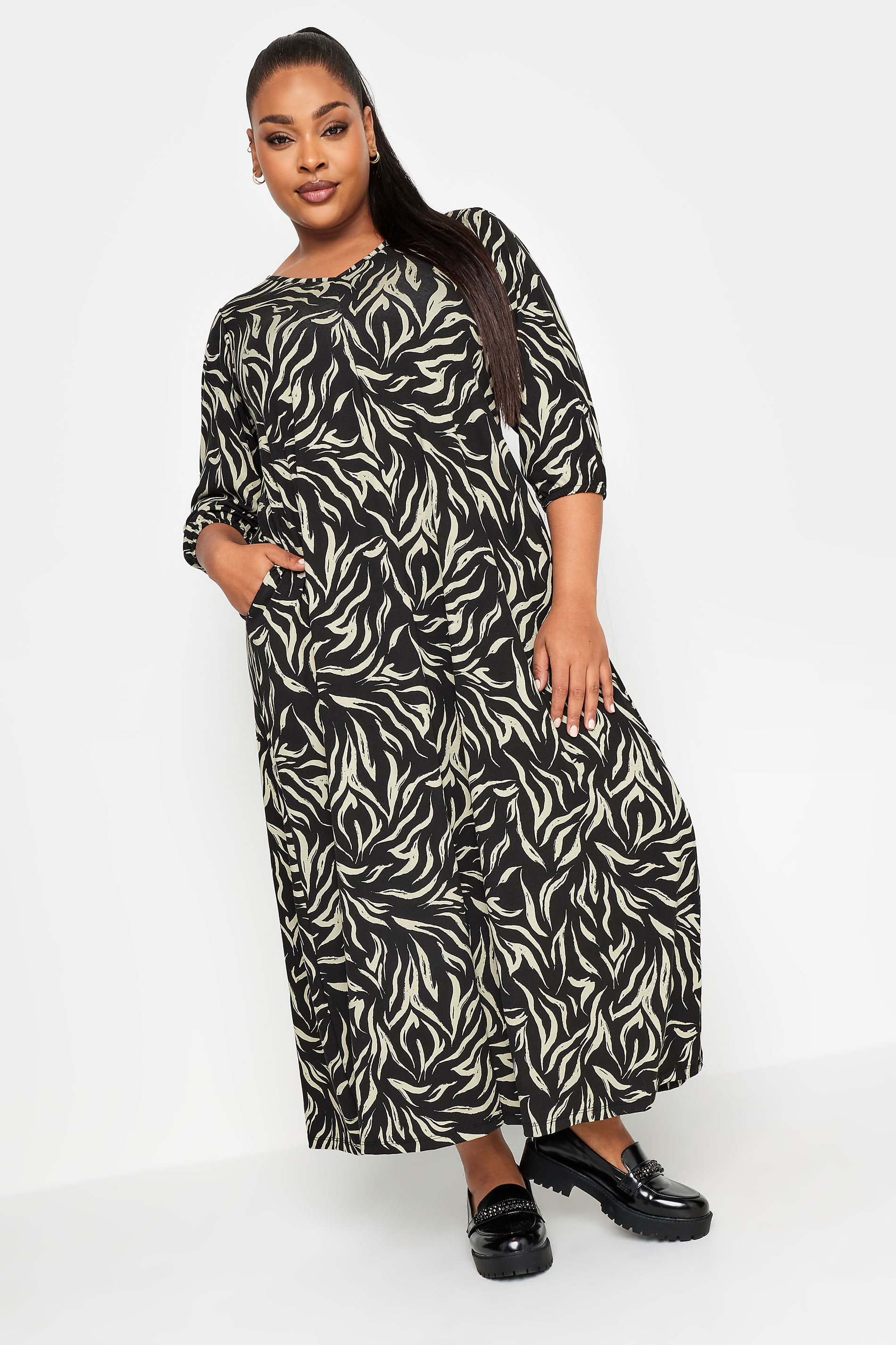 YOURS Plus Size Black Zebra Print Maxi Dress | Yours Clothing 1