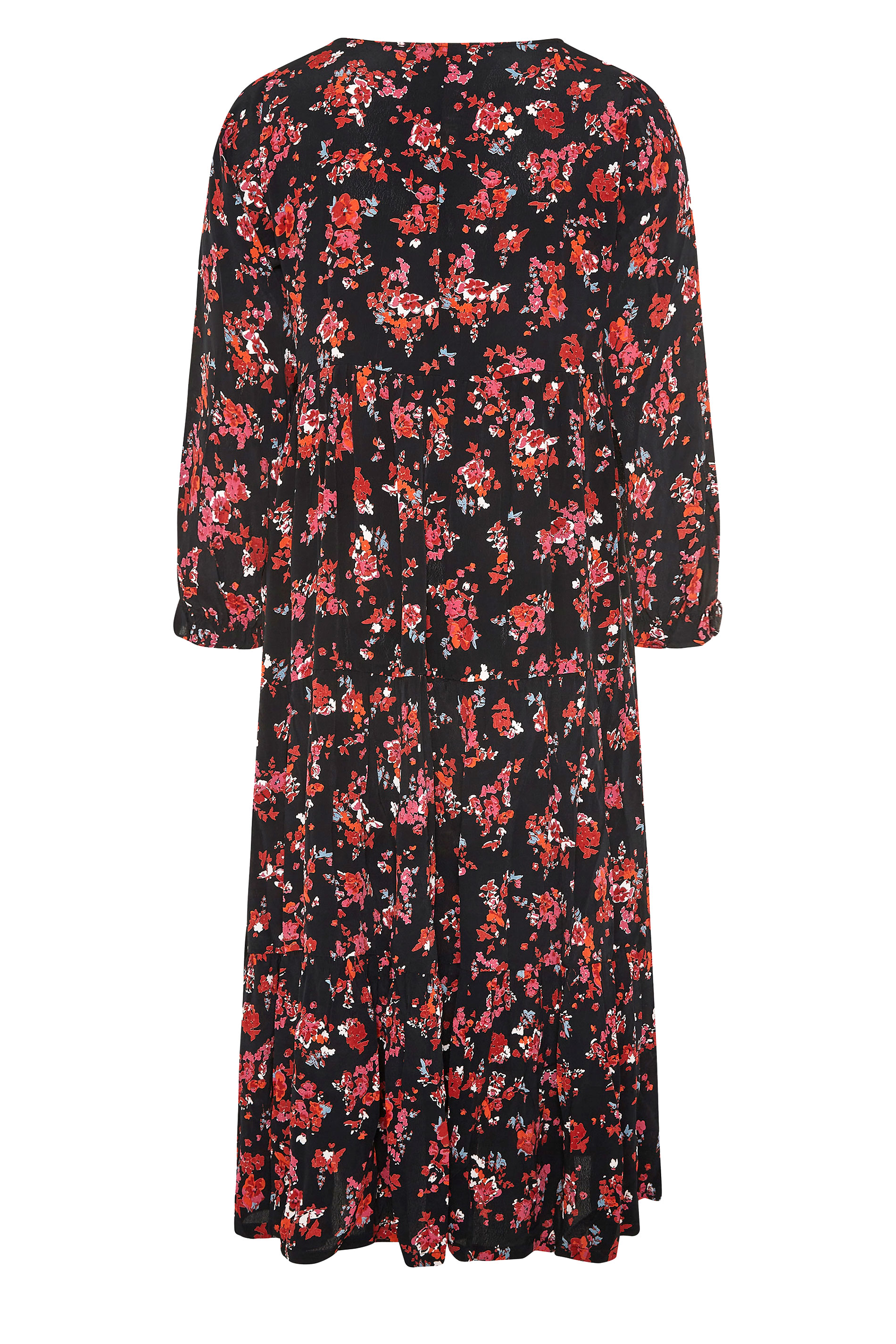LIMITED COLLECTION Plus Size Black Floral Tiered Smock Maxi Dress ...
