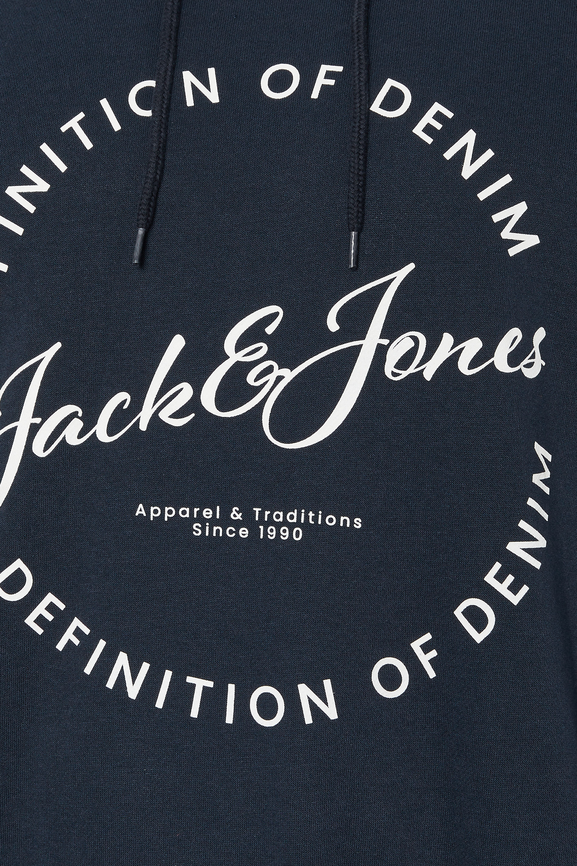 JACK & JONES Big & Tall Navy Blue Circle Logo Printed Hoodie | BadRhino 5