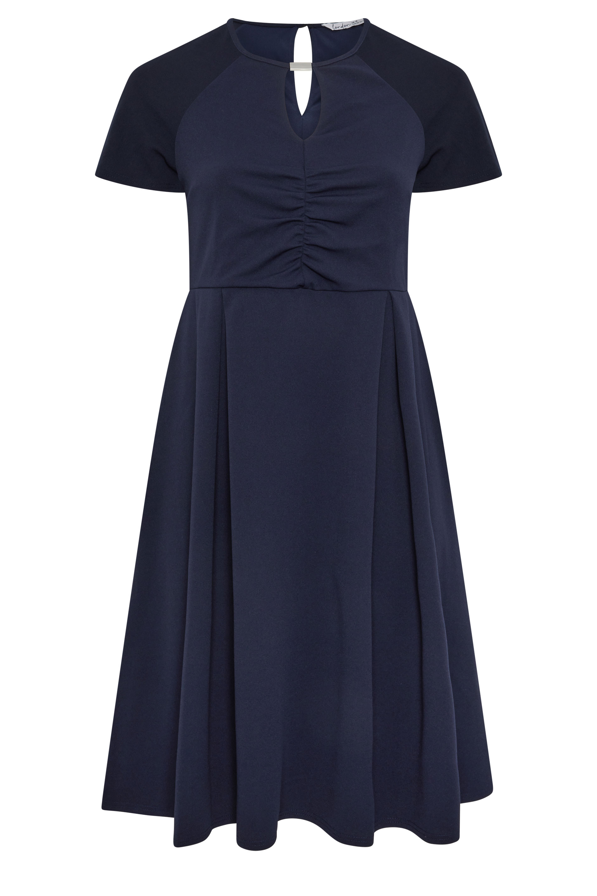 YOURS LONDON Plus Size Navy Blue Keyhole Skater Dress | Yours Clothing 5