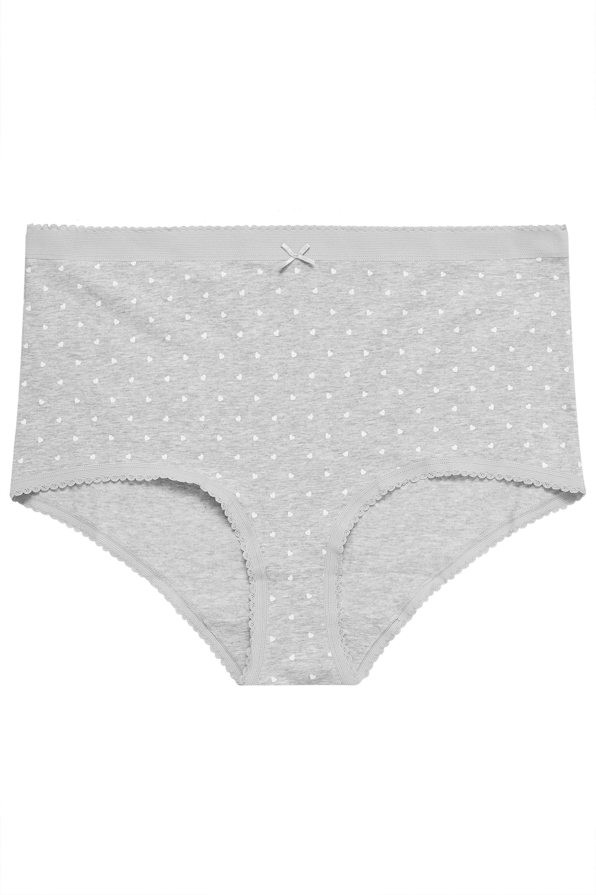 YOURSET 5 PACK Plus Size Pink & Grey Heart Full Briefs | Yours Clothing 7