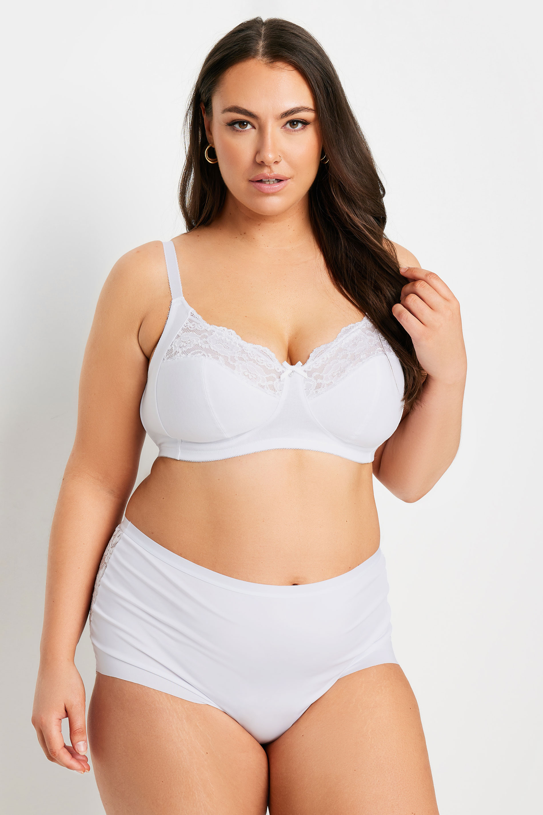 YOURS Plus Size 2 PACK Pink & White Non-Padded Non-Wired Bras | Yours Clothing 2