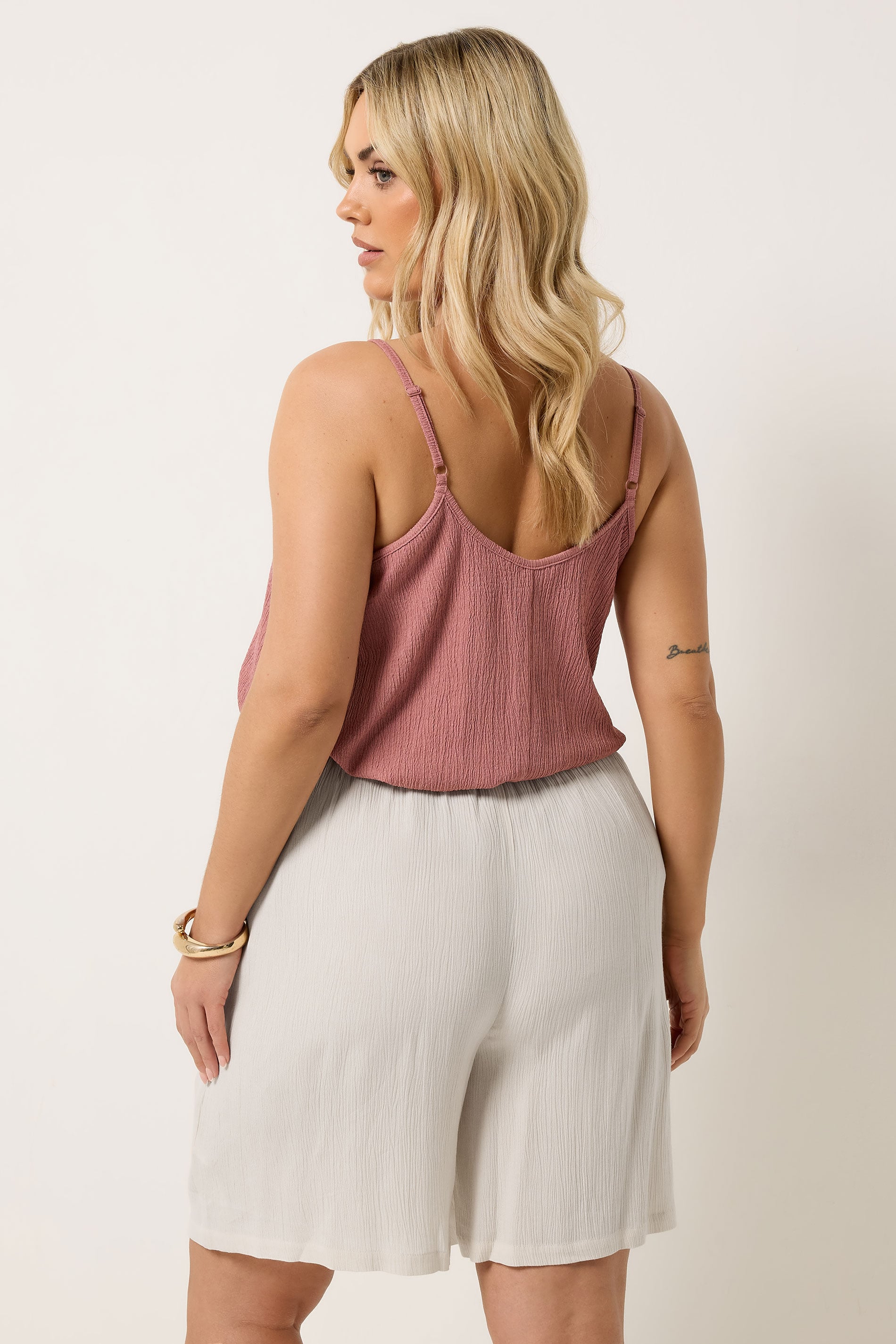 YOURS Plus Size Natural Brown Scallop Trim Shorts | Yours Clothing 4