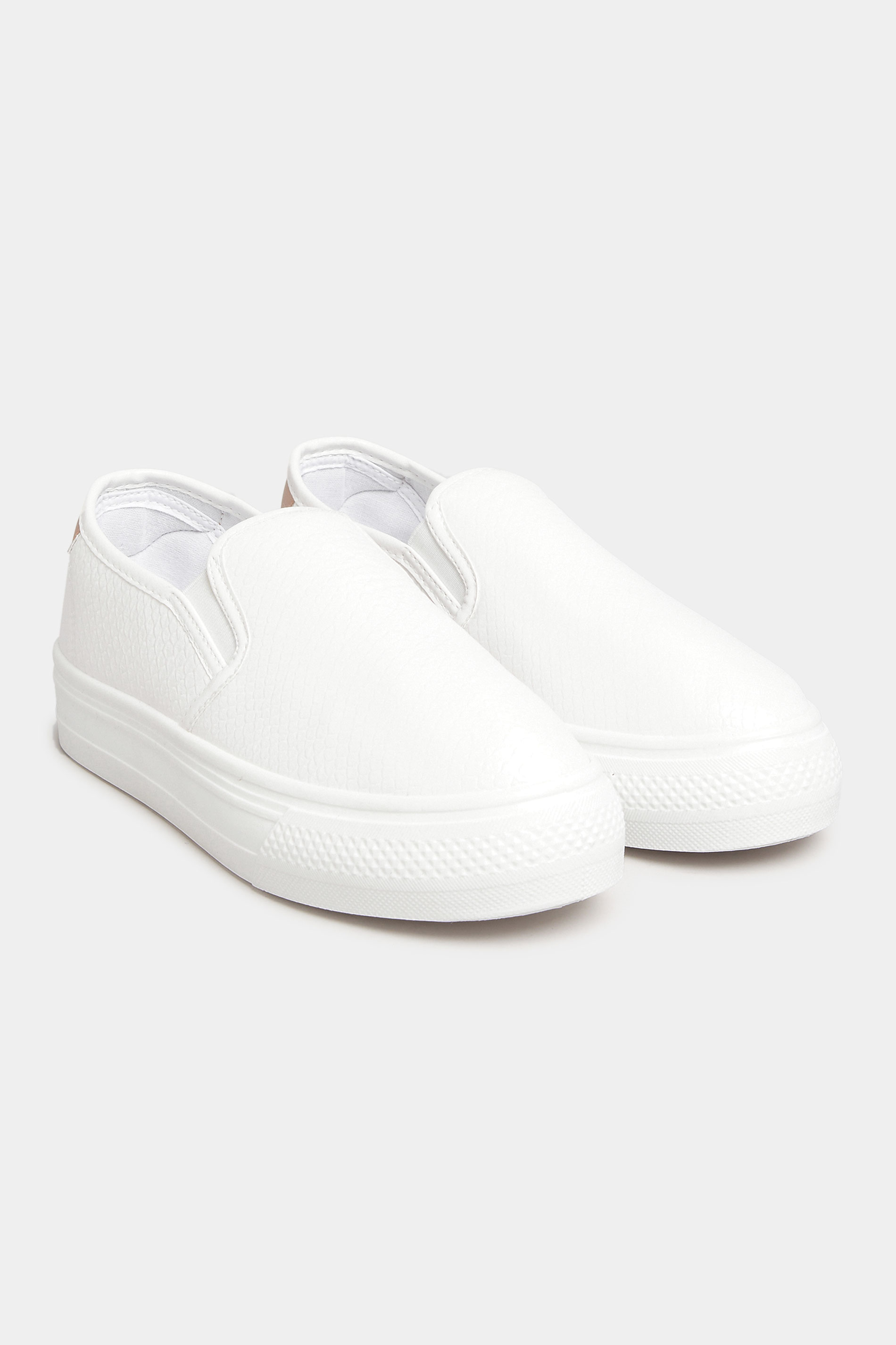 Grande taille  Shoes Grande taille  Flat Shoes | PixieGirl White Croc Flatform Slip On Trainers In Standard D Fit - TR40125