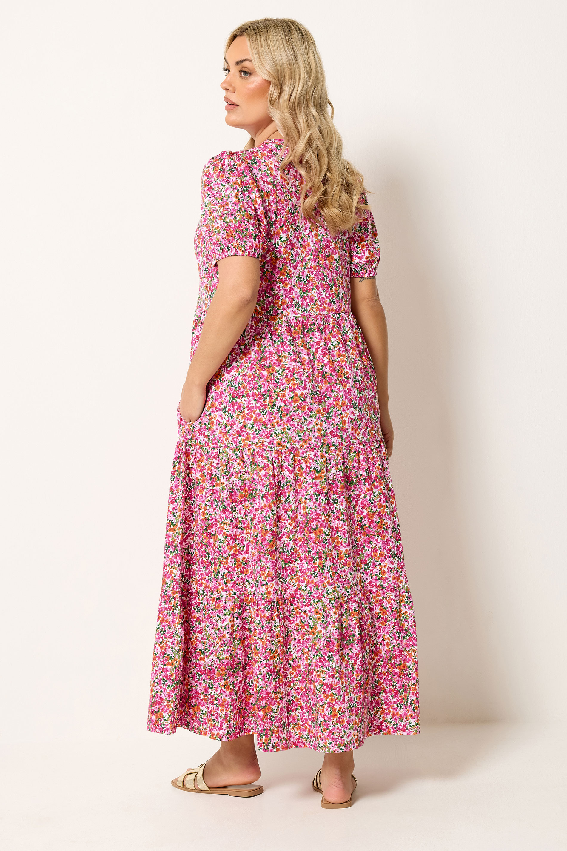 YOURS Plus Size Pink Floral Summer Dress | Yours Clothing 2