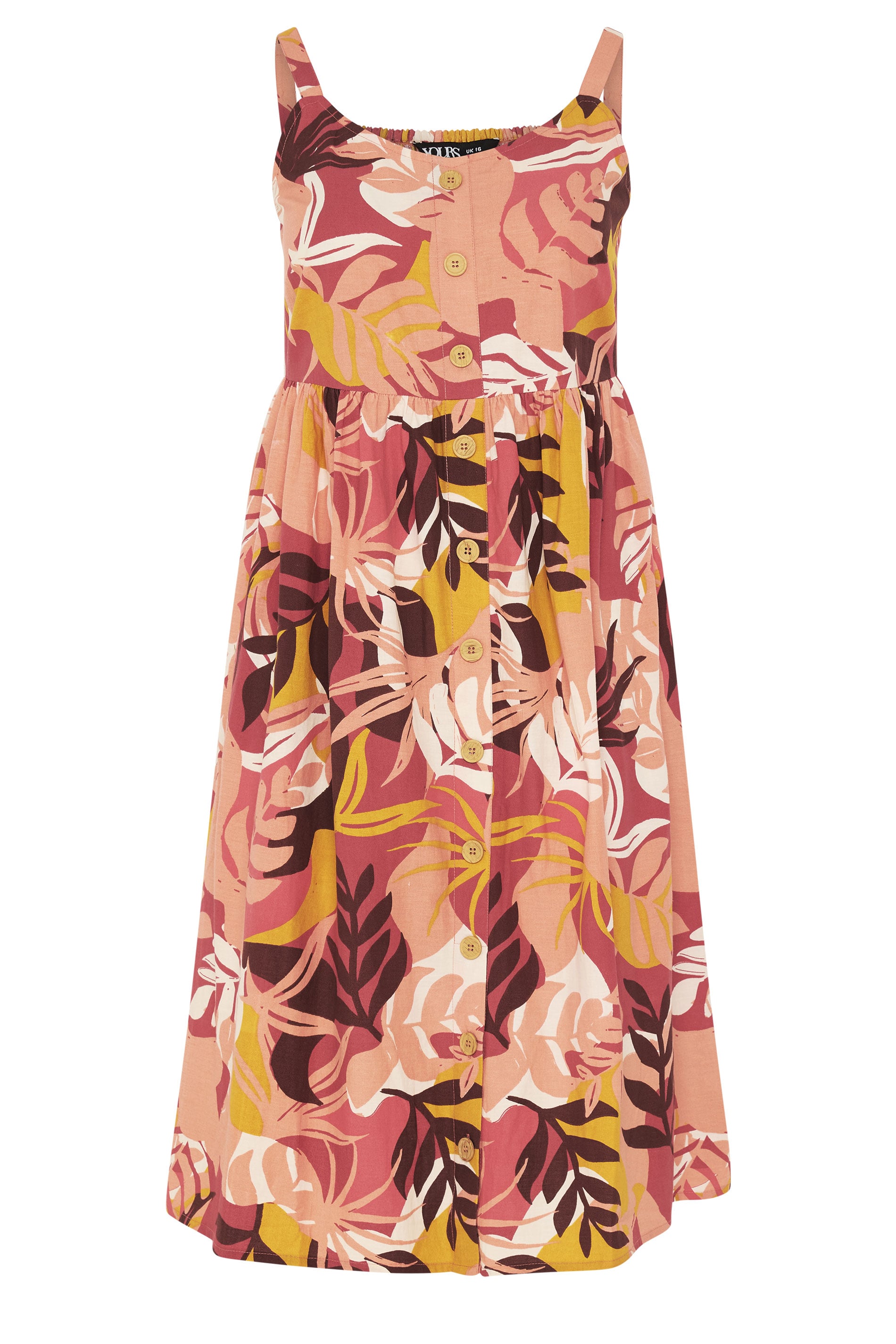 YOURS Plus Size Orange Tropical Print Linen Midi Dress | Yours Clothing 5