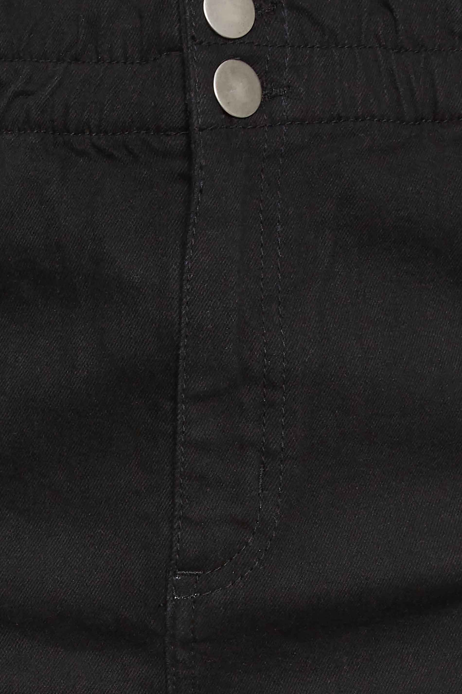 YOURS Plus Size Black Elasticated Waist Denim Shorts | Yours Clothing 3