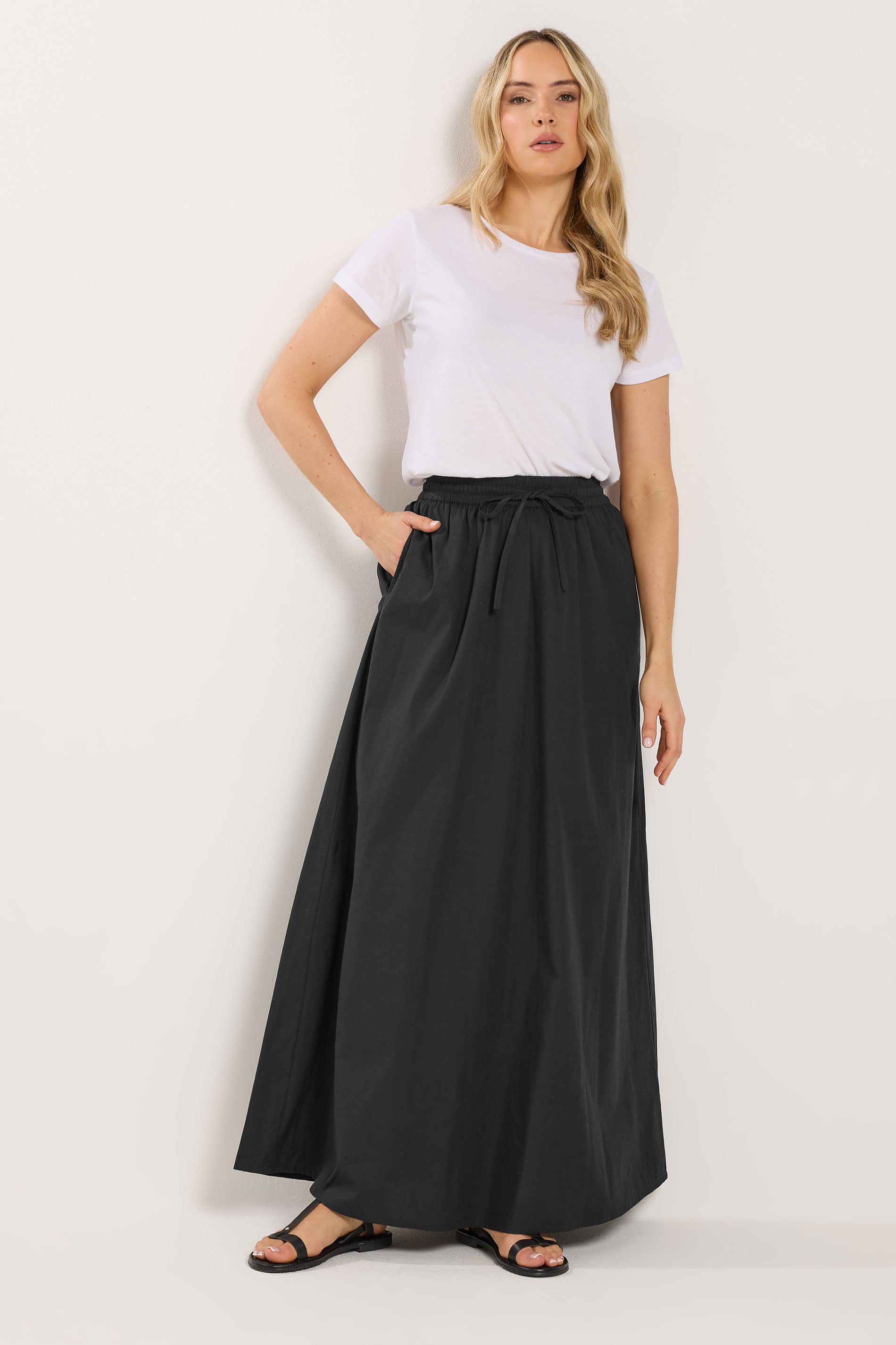 LTS Tall Women's Black Pull On Cotton Maxi Skirt | Long Tall Sally 3