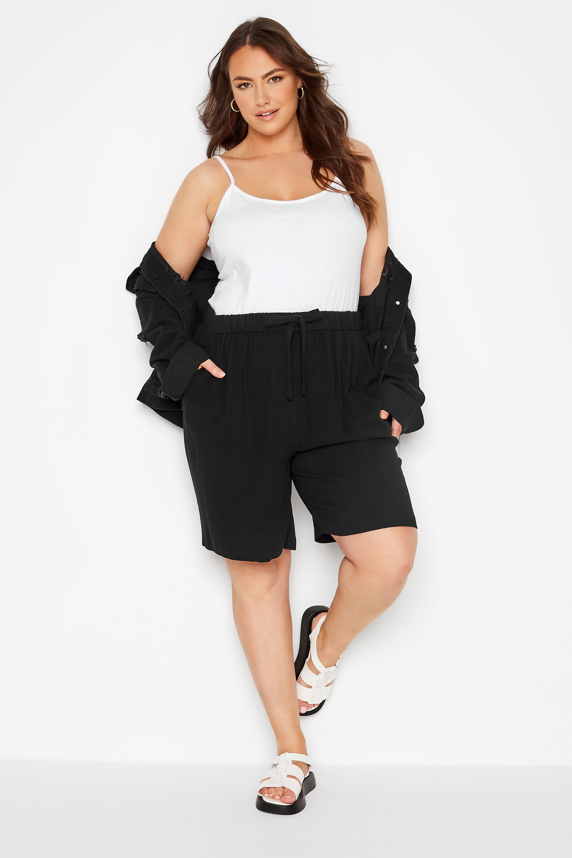 Black Linen Shorts | Yours Clothing