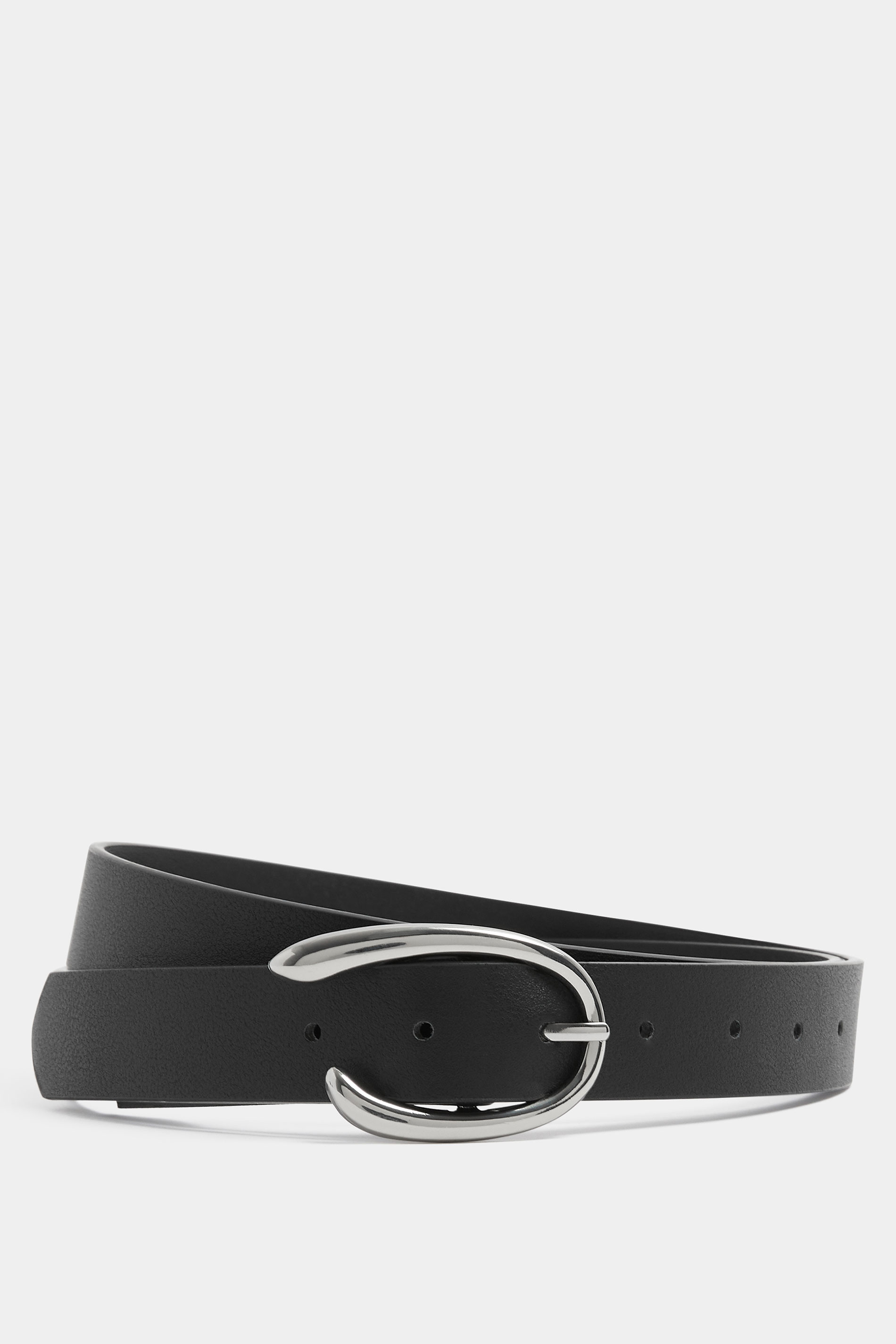 Black Faux Leather Oval Buckle Belt | Yours Clothing 3