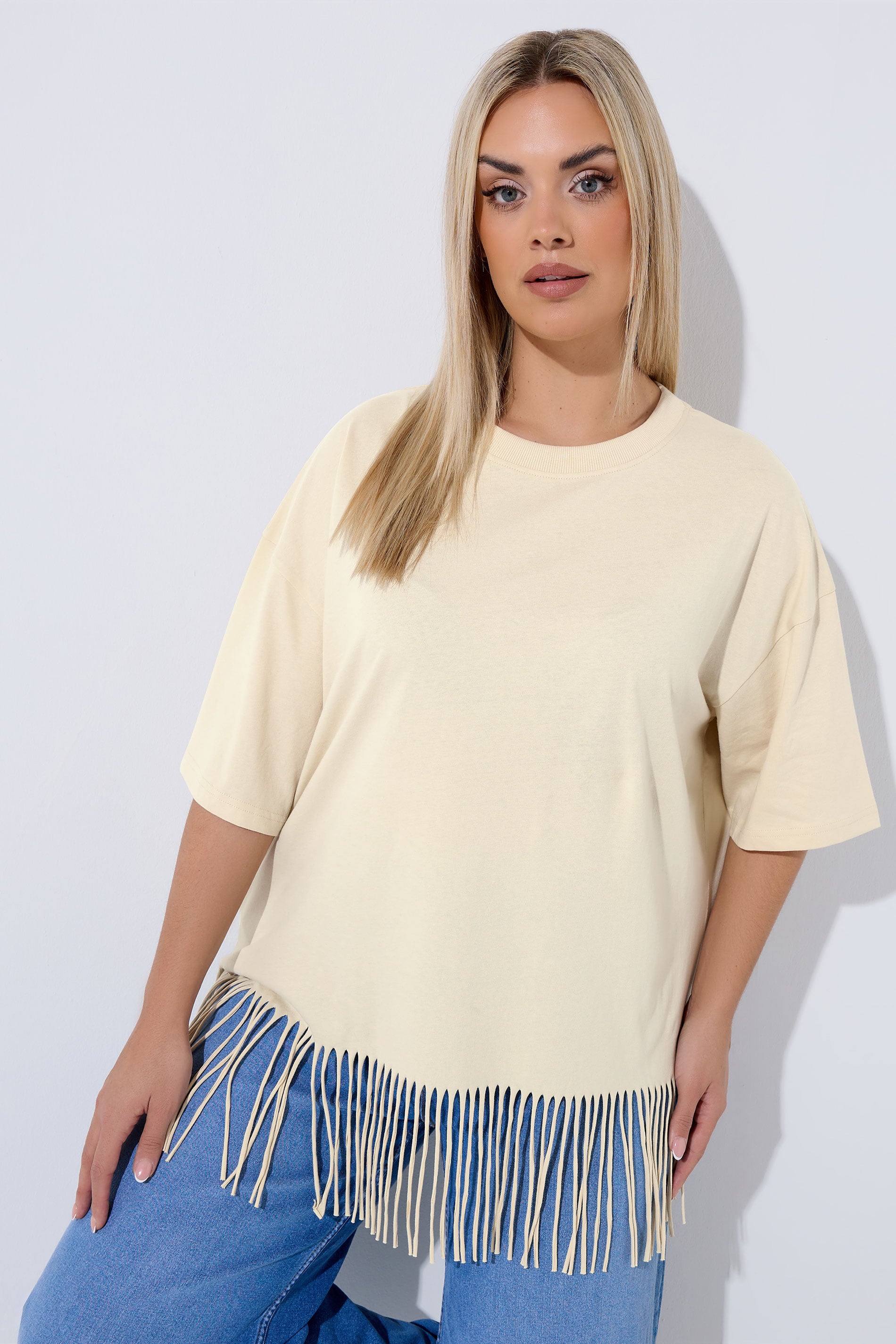LIMITED COLLECTION Plus Size Natural Brown Tassel Beach Top | Yours Clothing 3