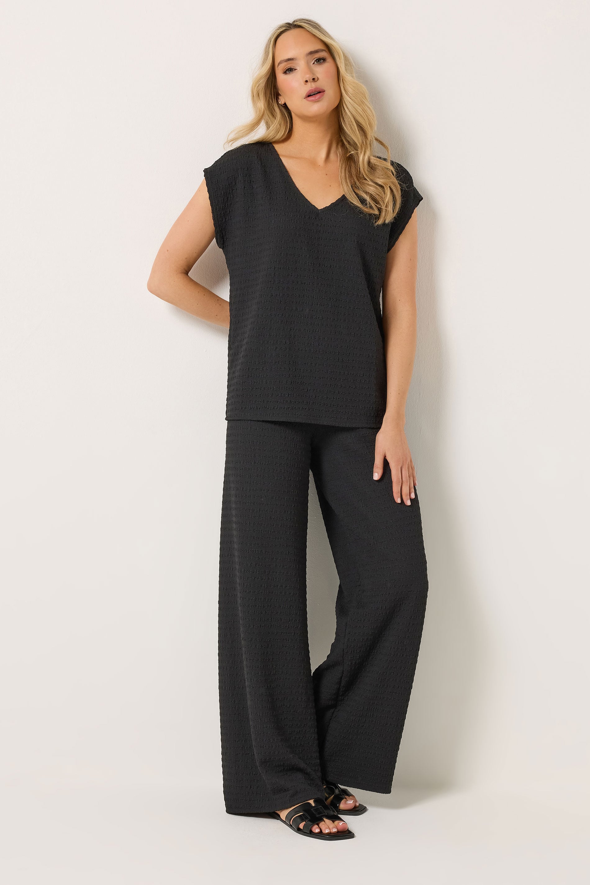 LTS Tall Women's Black Textured Top | Long Tall Sally 1