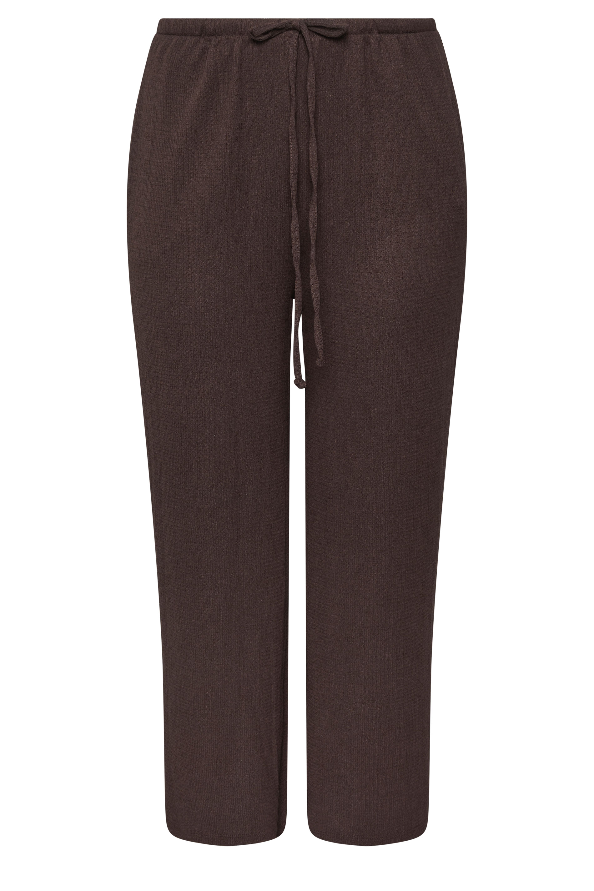 YOURS Plus Size Chocolate Brown Textured Wide Leg Trousers | Yours Clothing 5